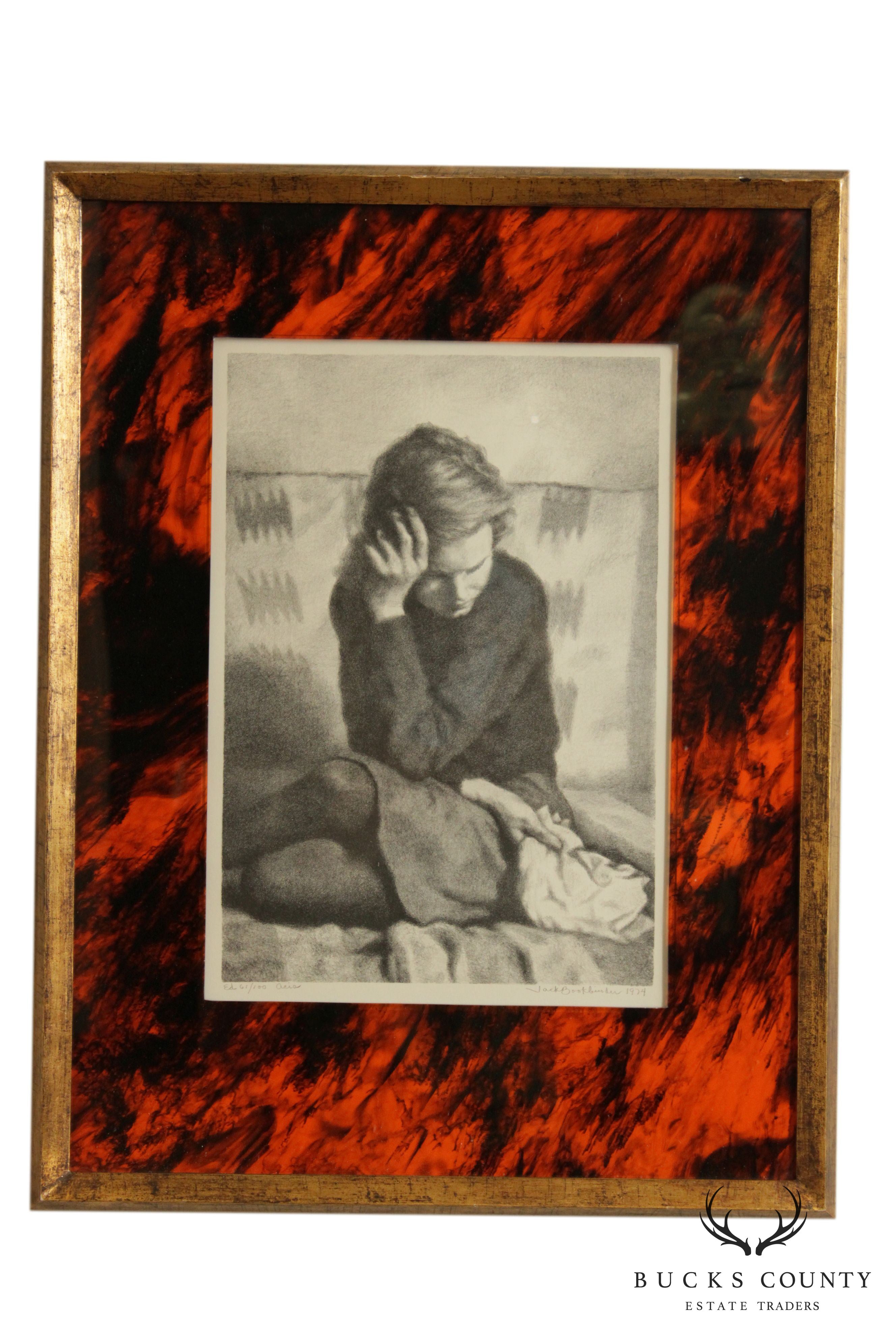 Jack Bookbinder Pencil Signed Lithograph of Seated Girl