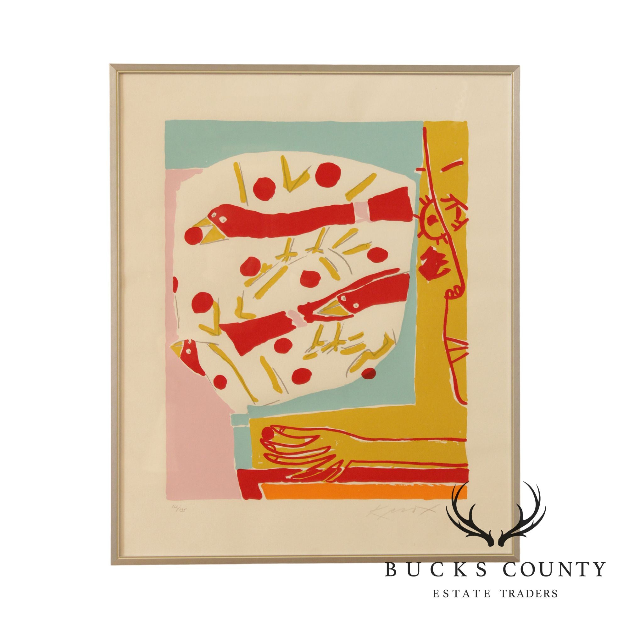 Vintage Modern Silkscreen Art Print, Signed 'Knox'