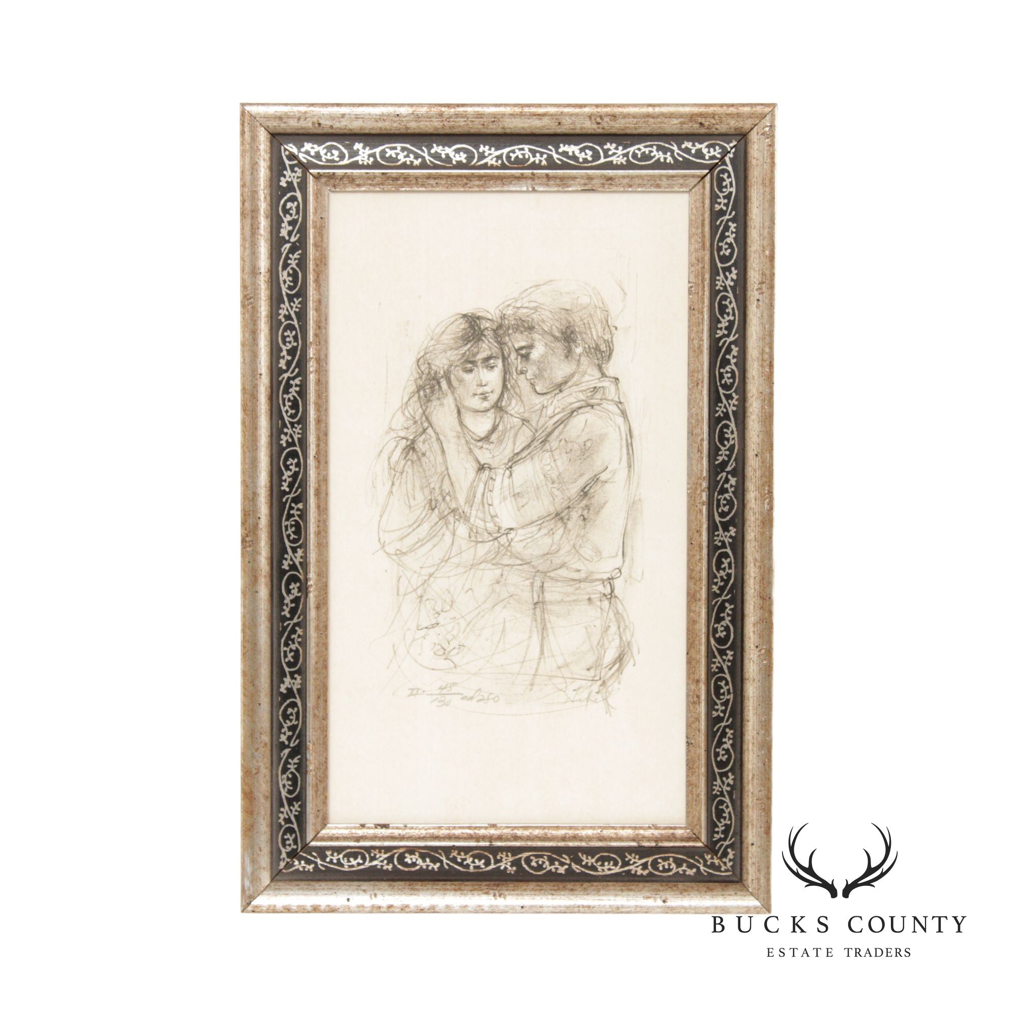 Edna Hibel Custom Framed Print, Young Couple