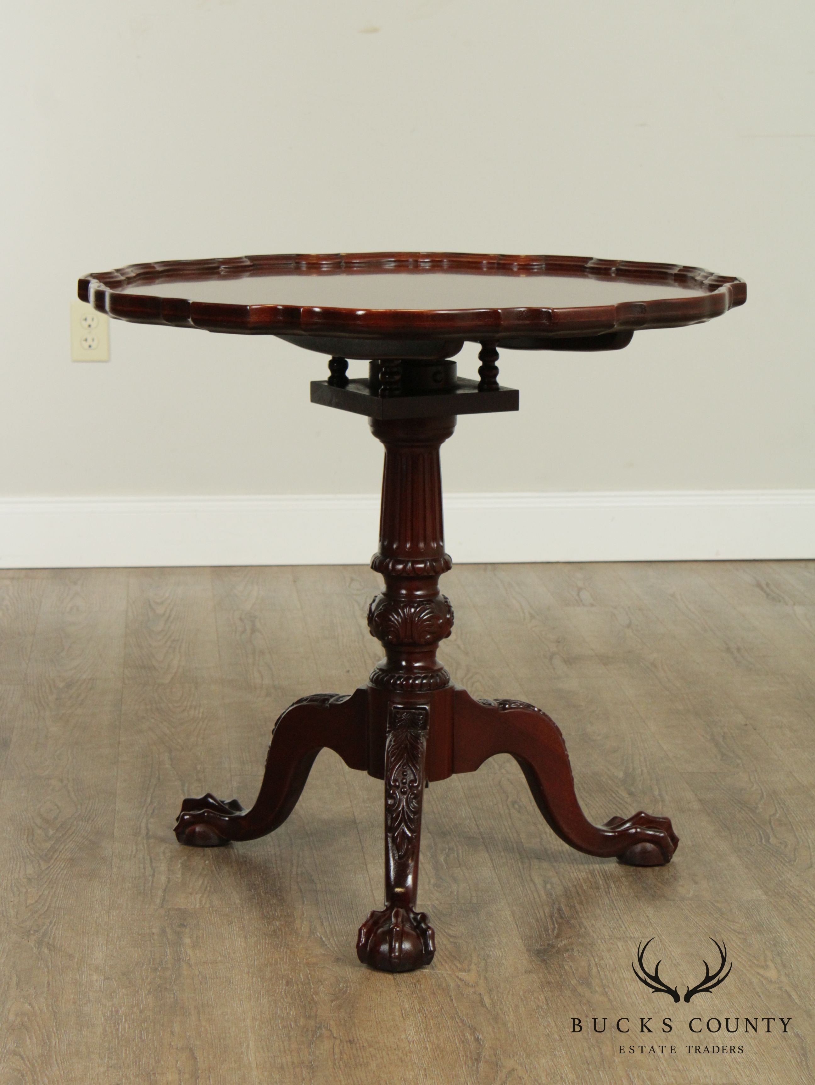 Chippendale Style Carved Mahogany Piecrust Tilt Top Tea Table