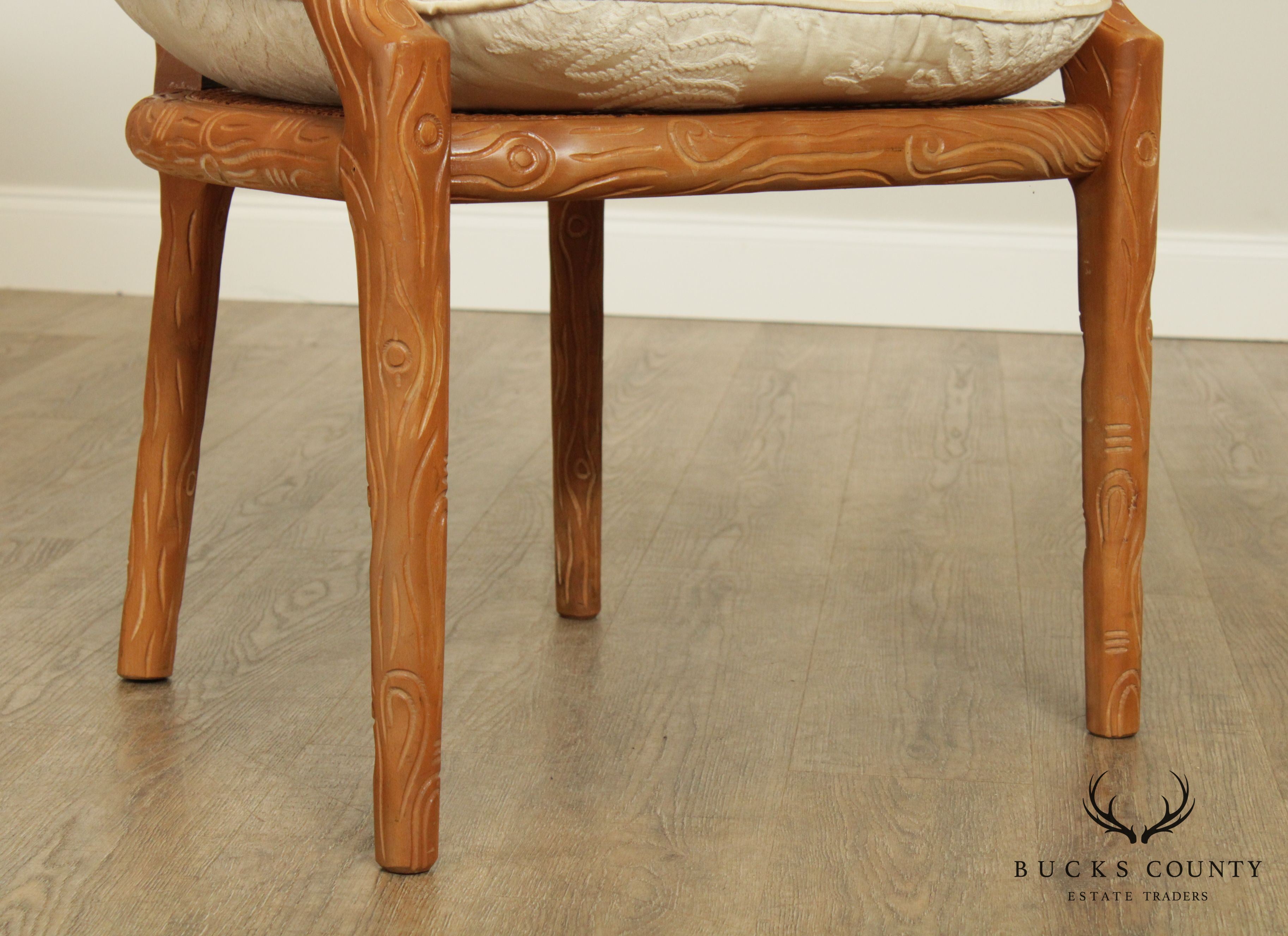 Louis XVI Style Faux Bois Pair Armchairs