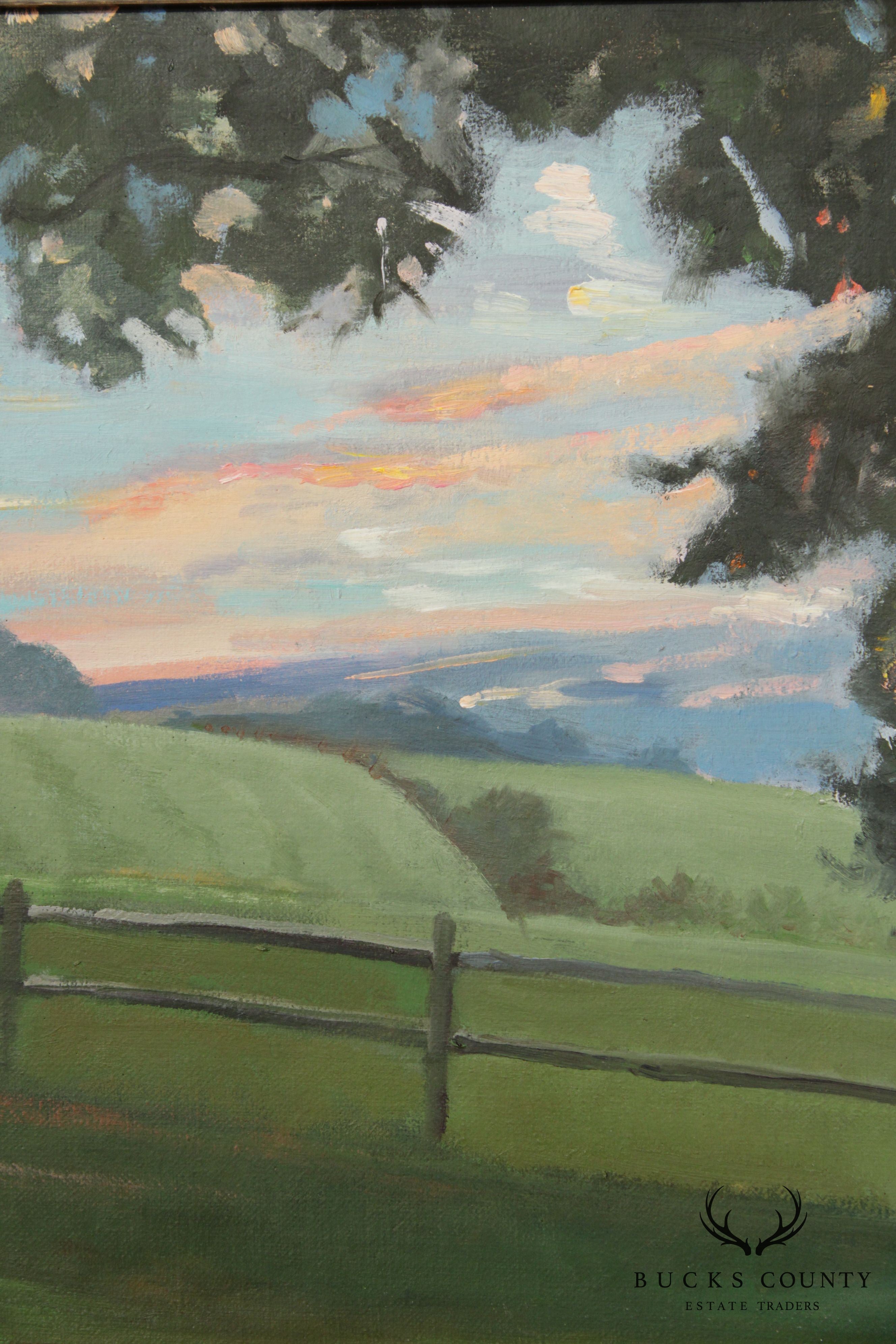 Dori Spector 'Farm House Landscape' Original Oil Painting