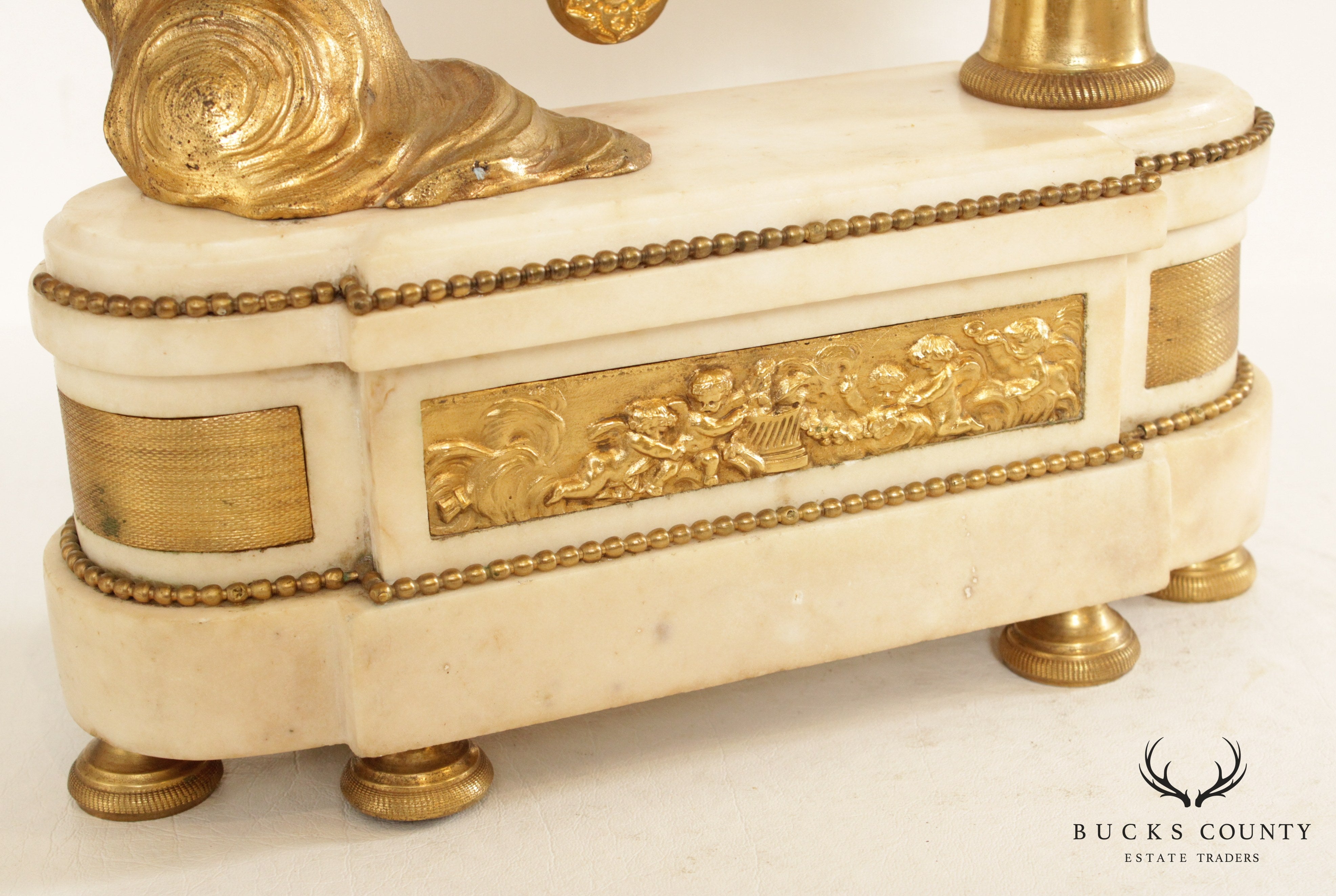 Louis XVI Style Figural Gilt-Bronze and Marble Mantel Clock