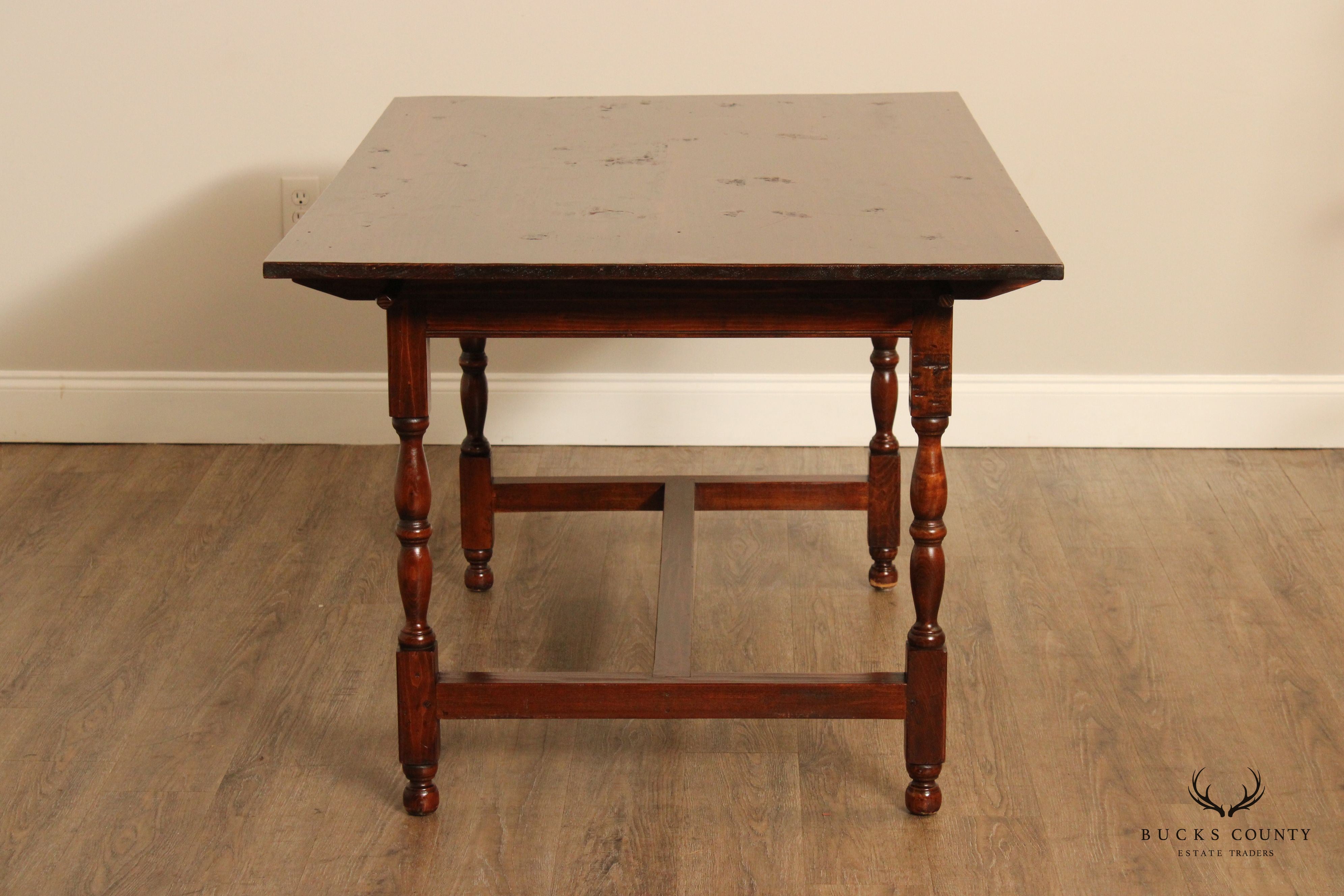 Stephen Von Hohen Farmhouse Style Pine Trestle Dining Table