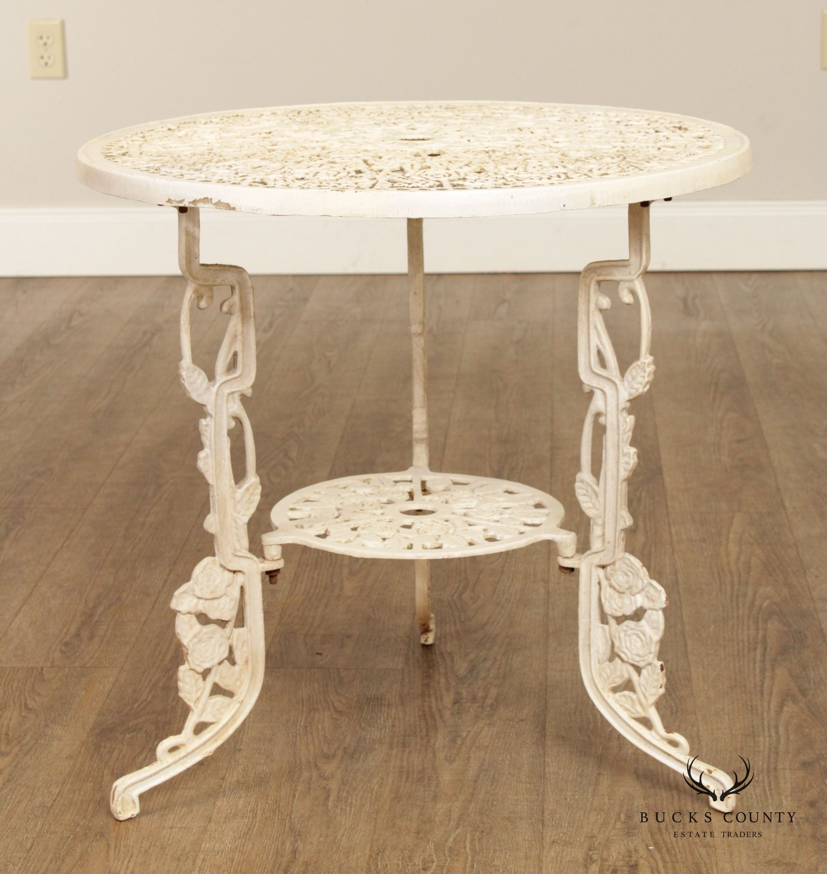 Victorian Style Vintage Cast Iron Three Piece Garden Table and Chairs Set