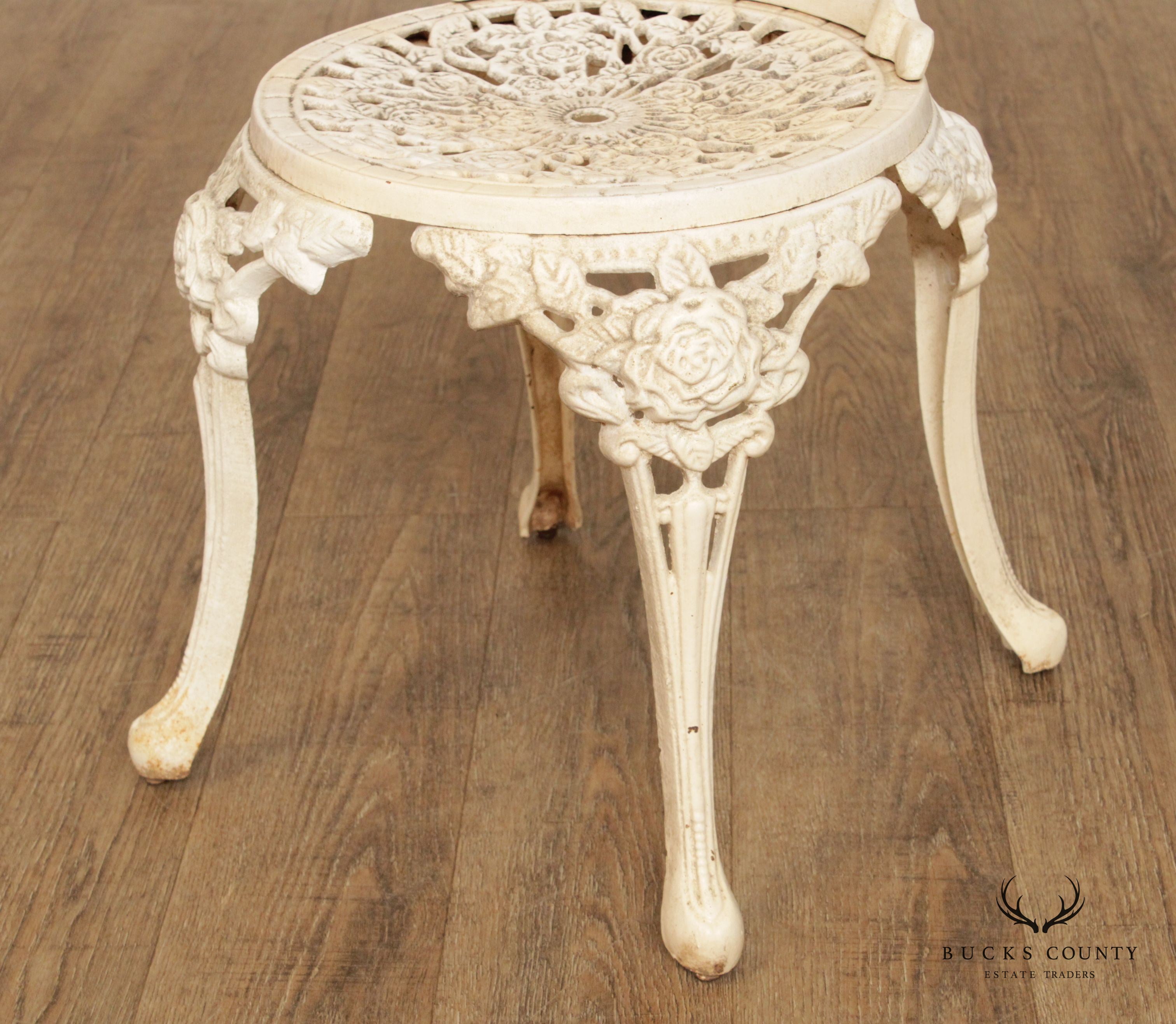 Victorian Style Vintage Cast Iron Three Piece Garden Table and Chairs Set