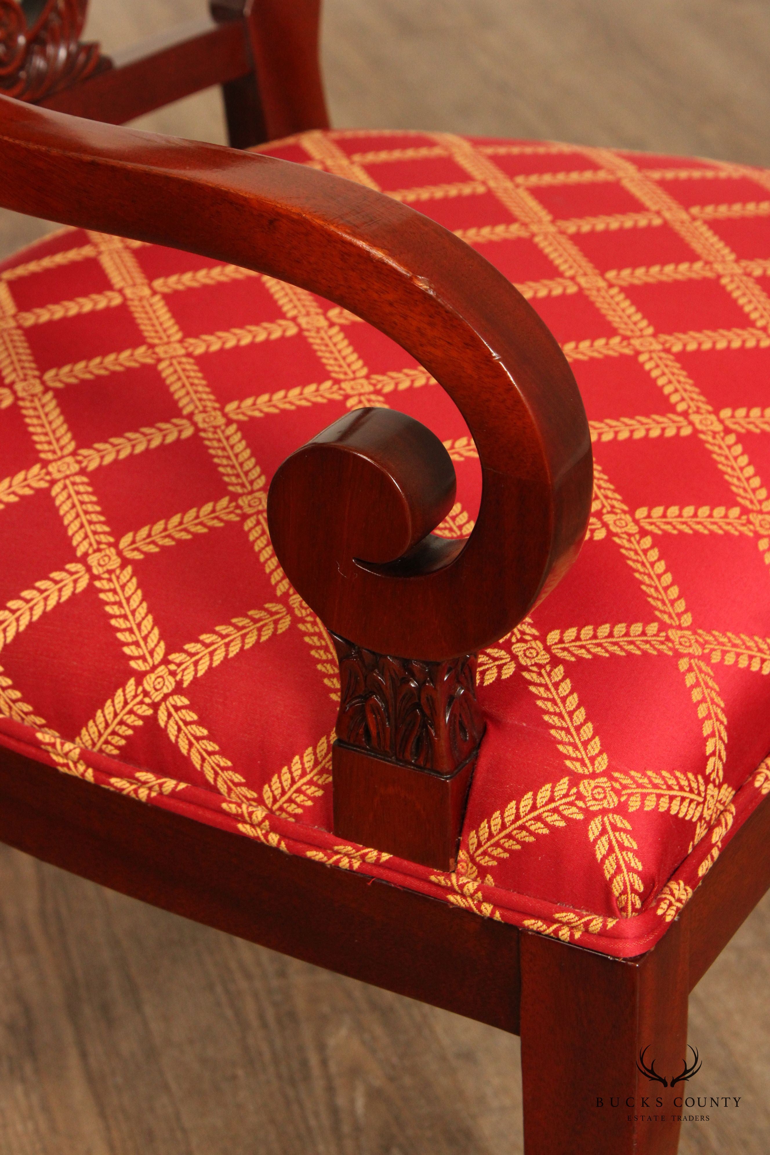 Kindel Neoclassical Style Set of Eight Mahogany Dining Chairs