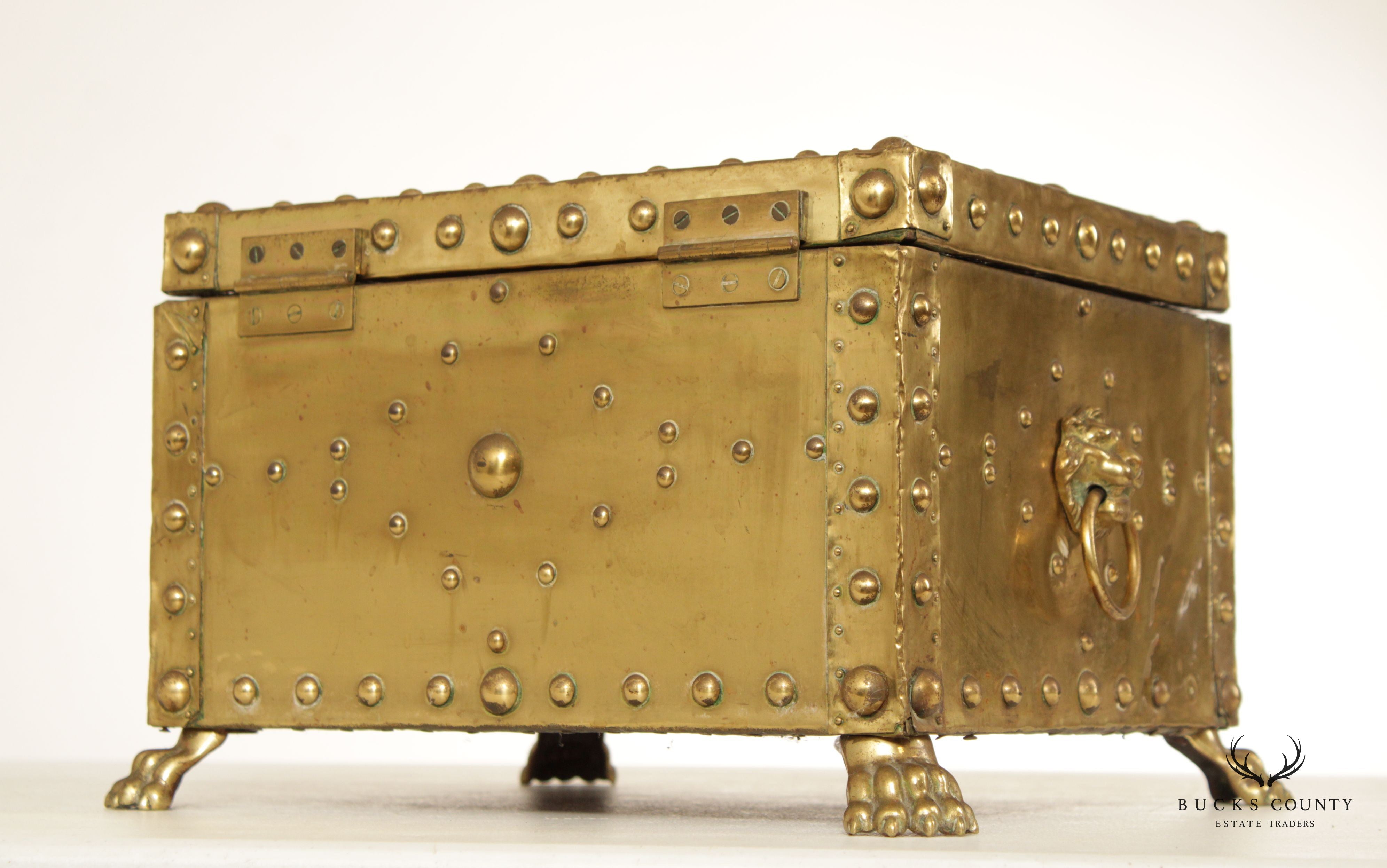 Antique Victorian Brass Fireplace Coal Bin