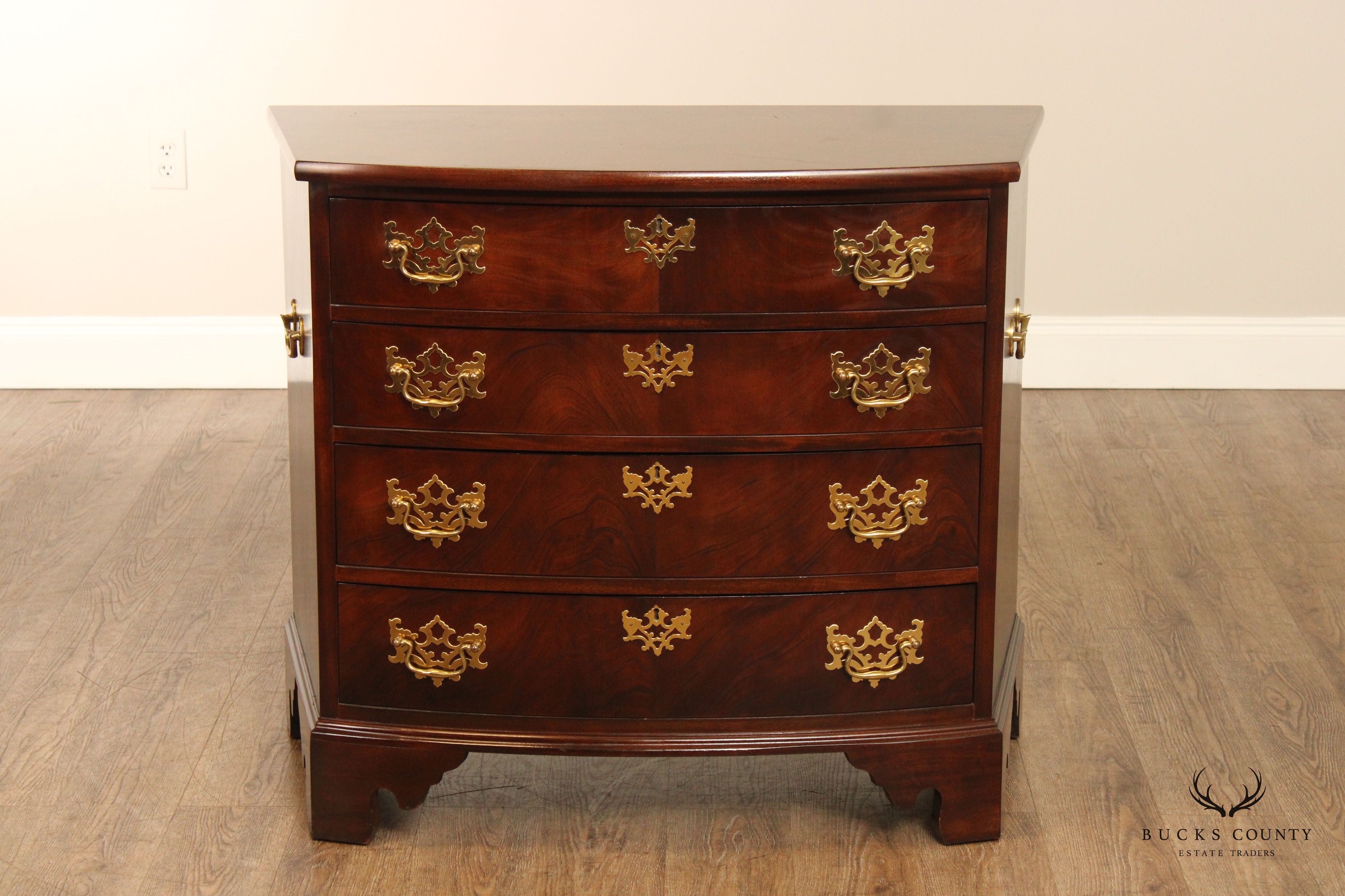 Madison Square Chippendale Style Mahogany Bowfront Bachelor's Chest