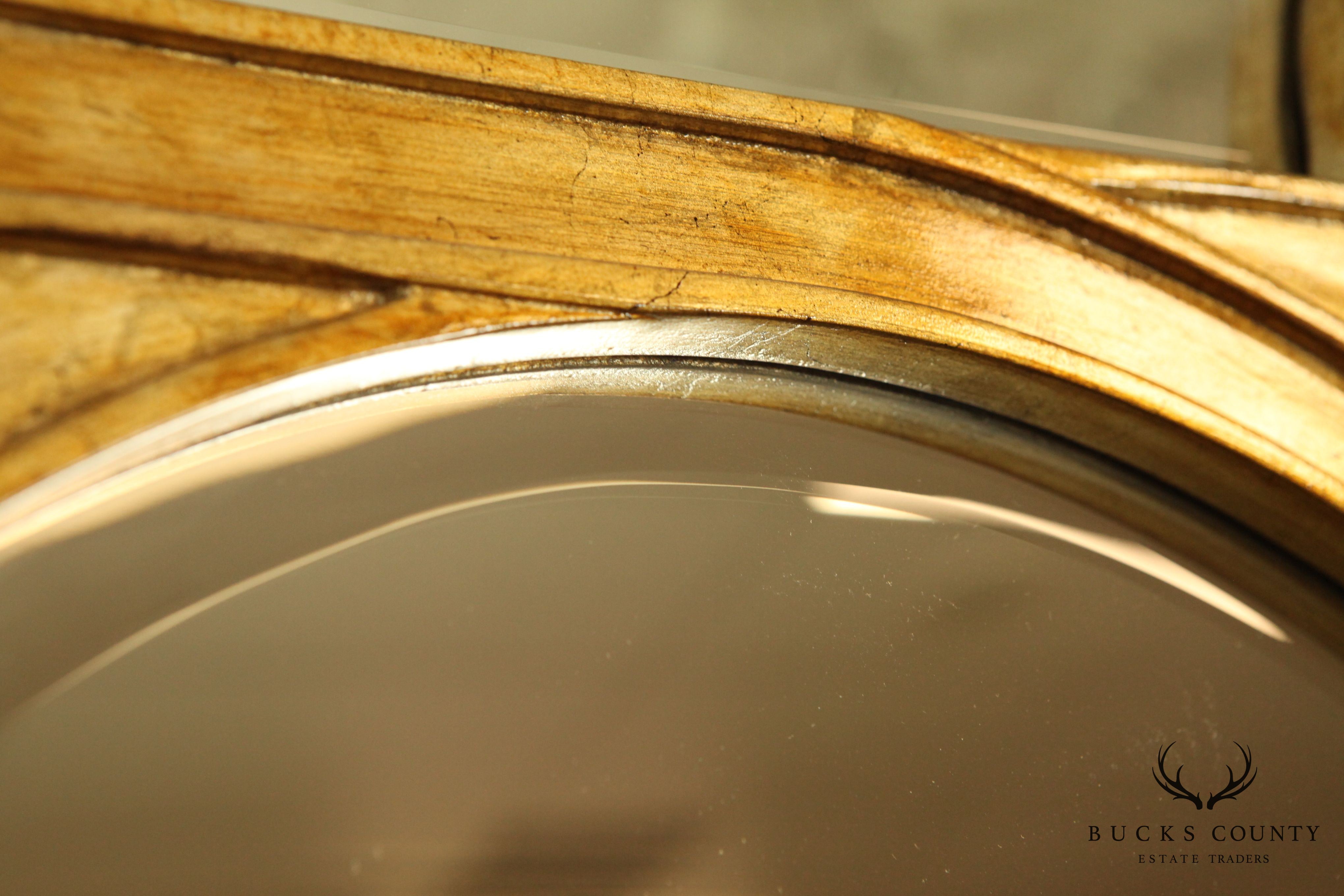 Classic Modern Style Silver Gilt Frame Wall Mirror