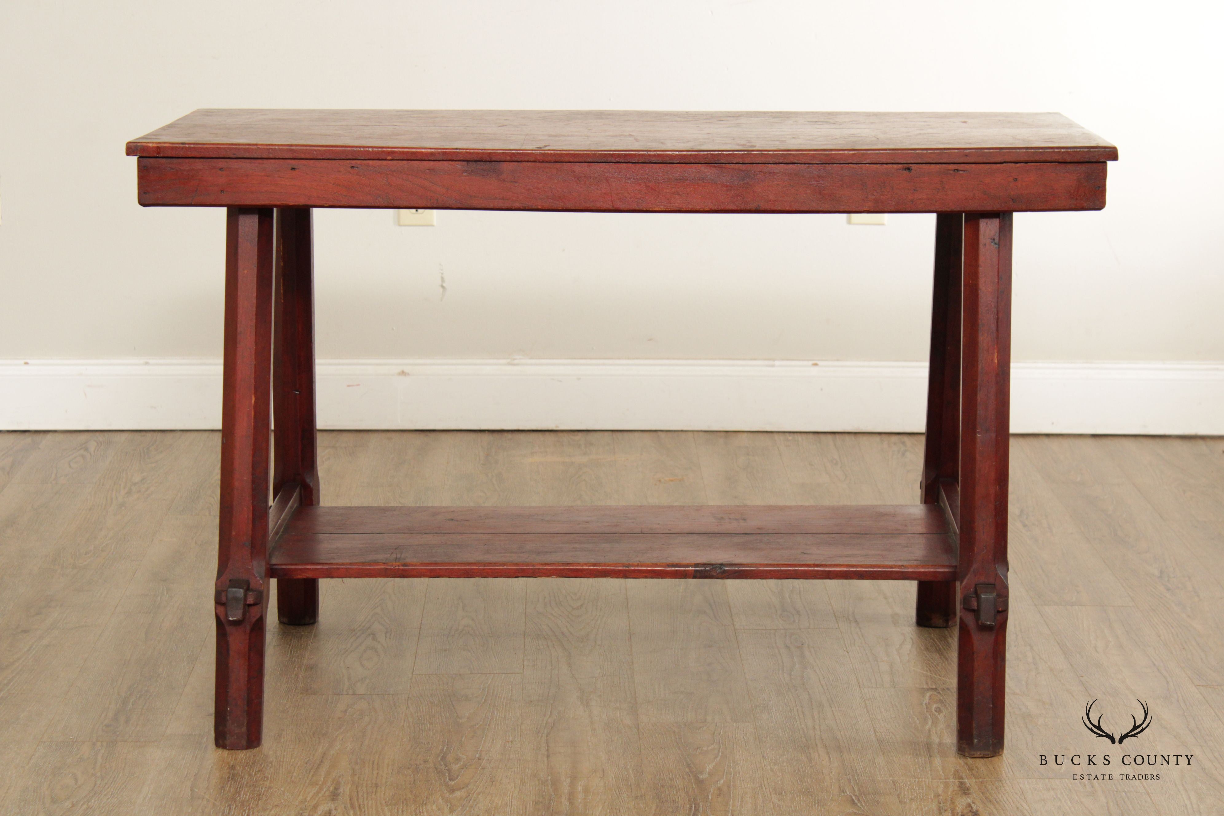 Arts & Crafts Antique Two-Tier Library or Work Table