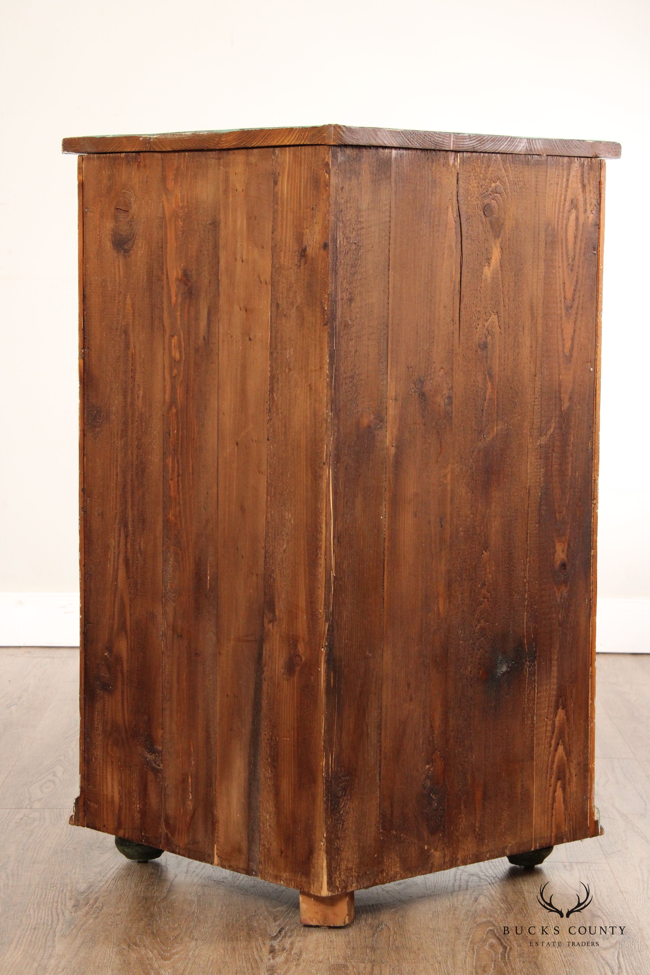 Italian Tuscan Style Paint Decorated Corner Cabinet