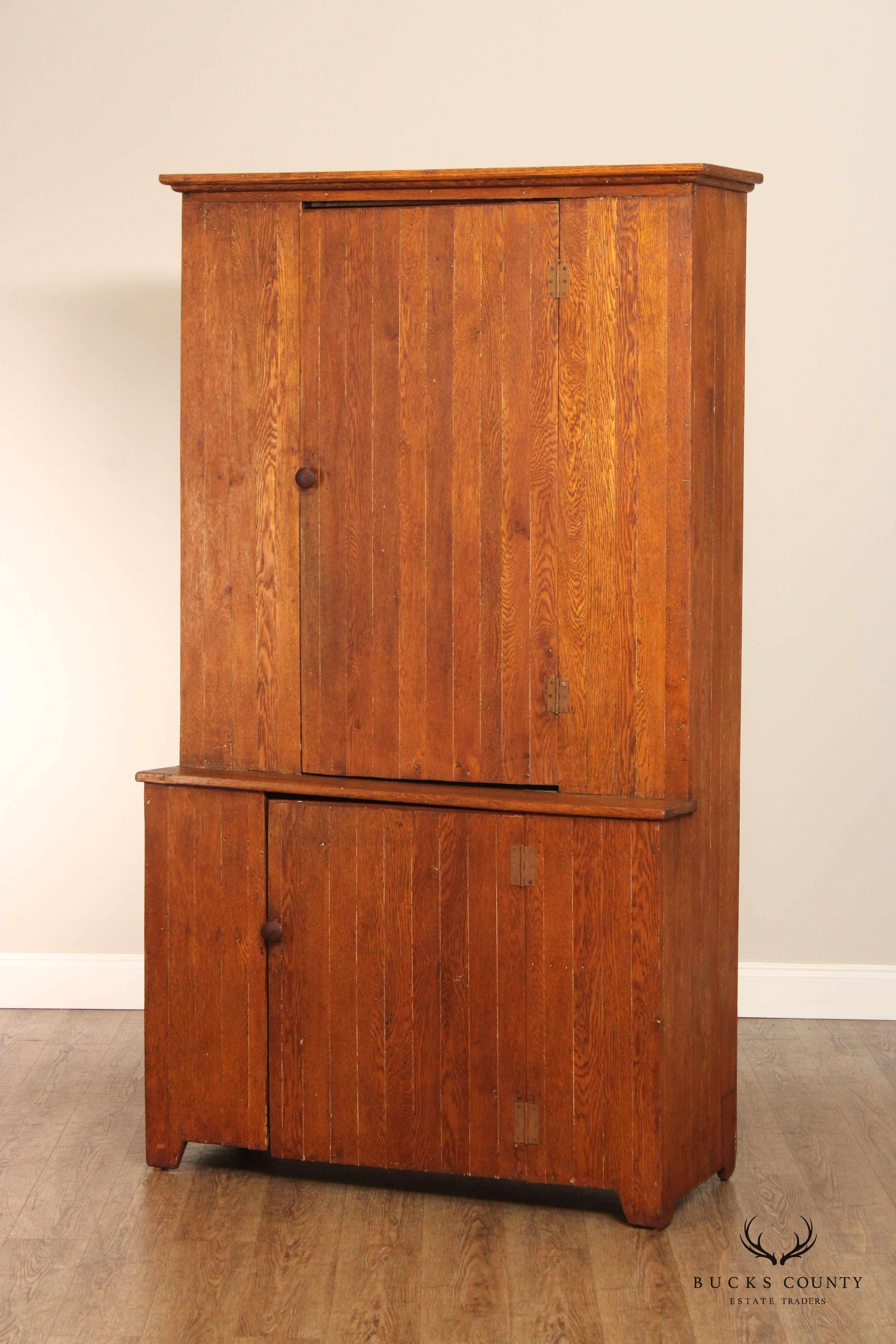 Antique Pennsylvania Oak Stepback Cupboard