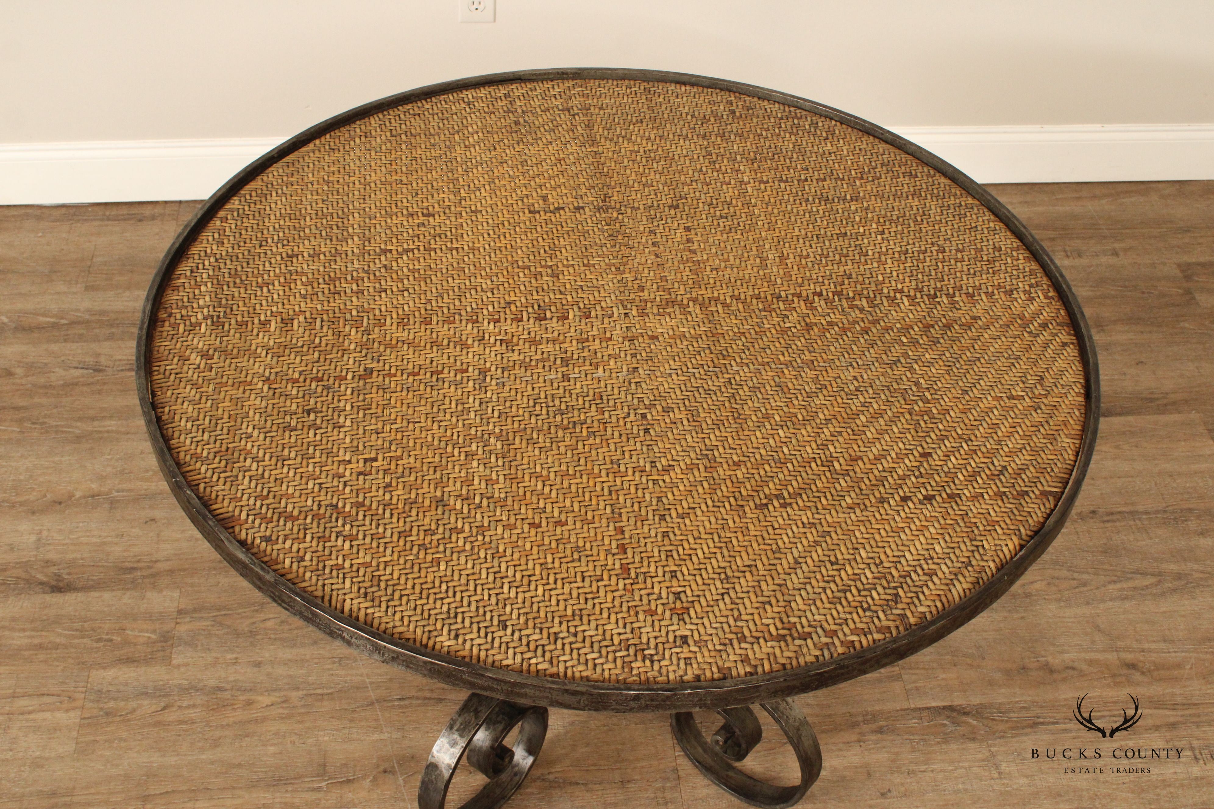 Biedermeier Style Forged Iron Base Round Dining Table