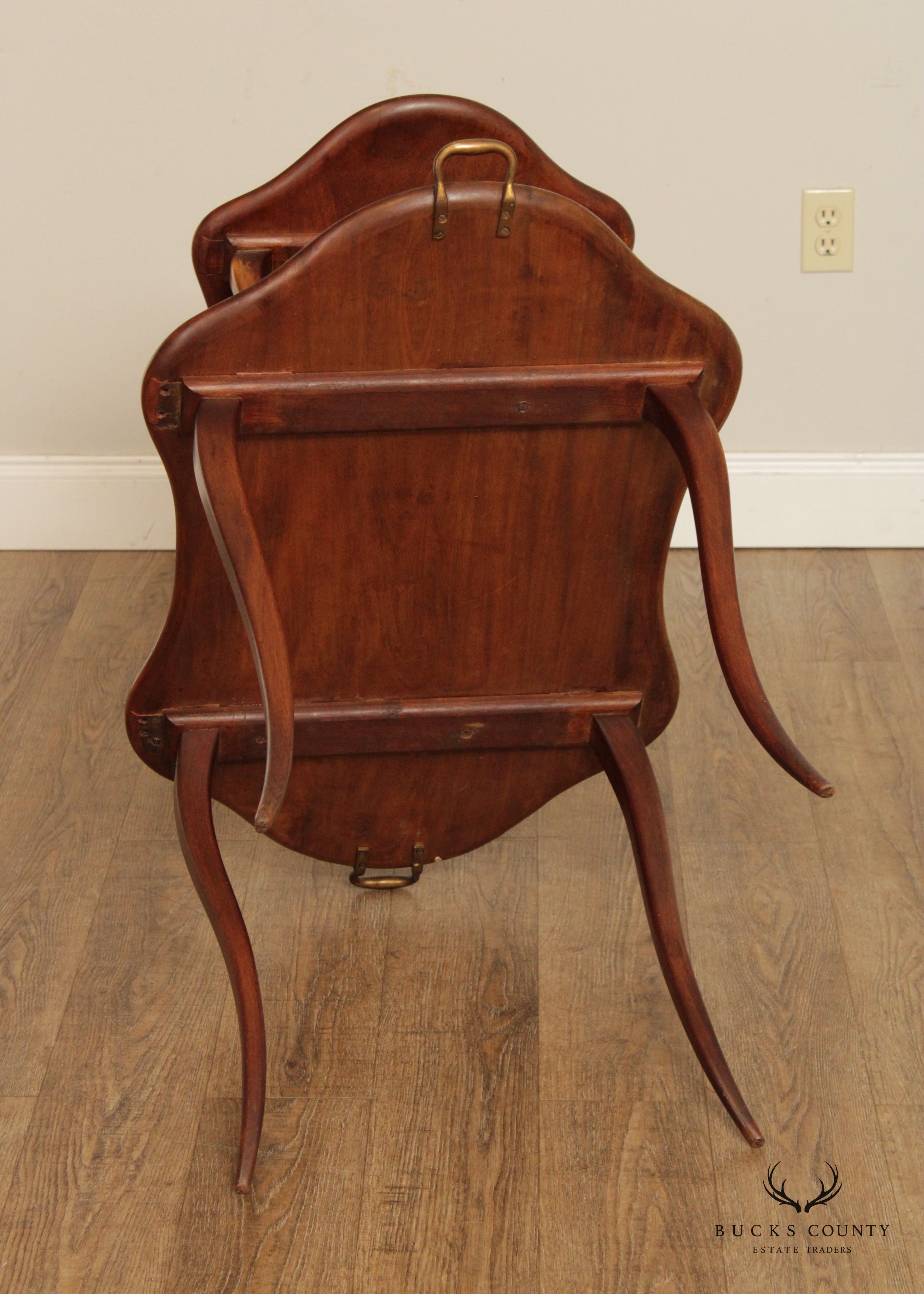 Antique French Louis XV Style Mahogany Two Tier Dessert Serving Table