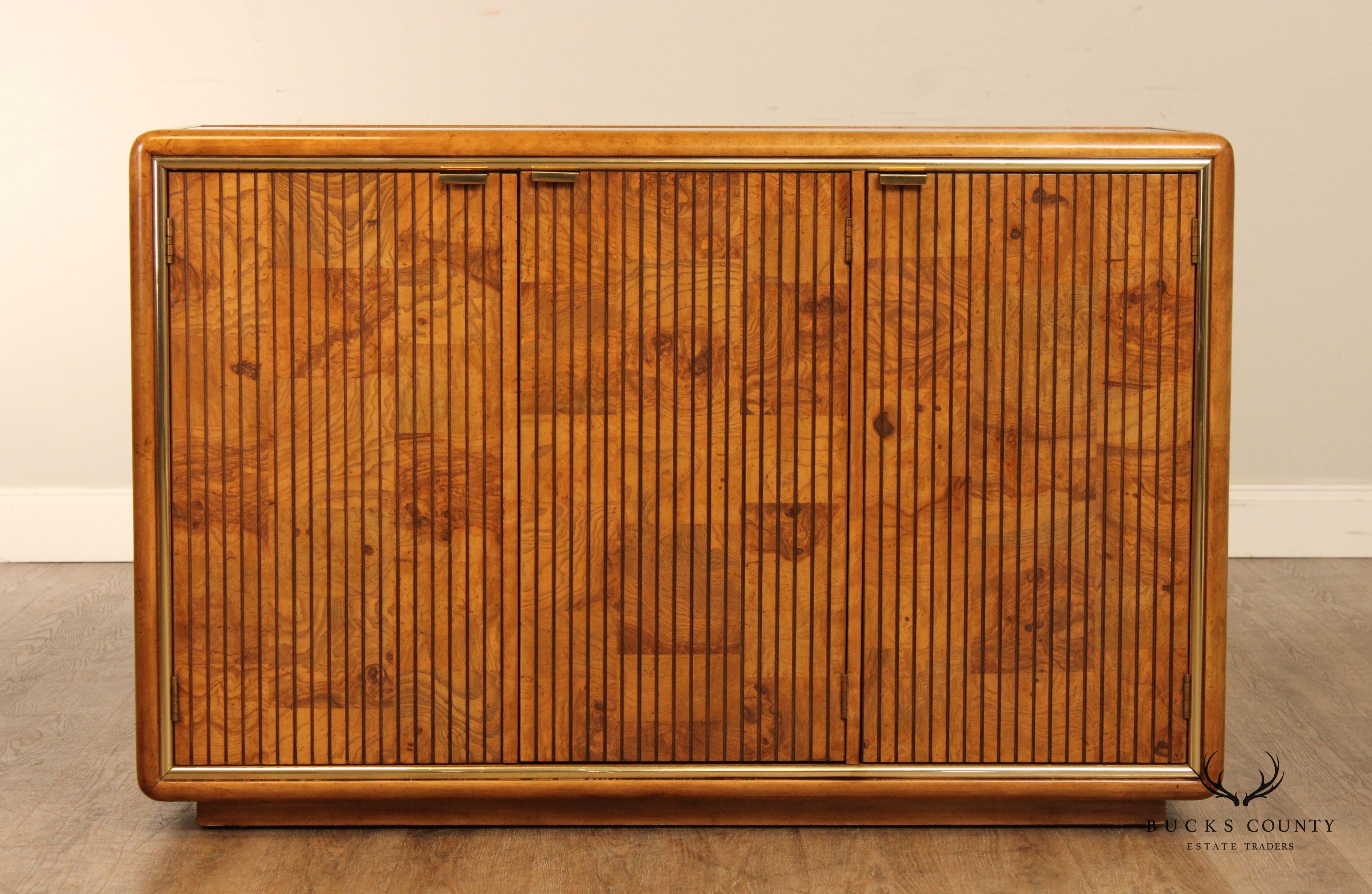 American of Martinsville Mid Century Modern Burl Elm Server
