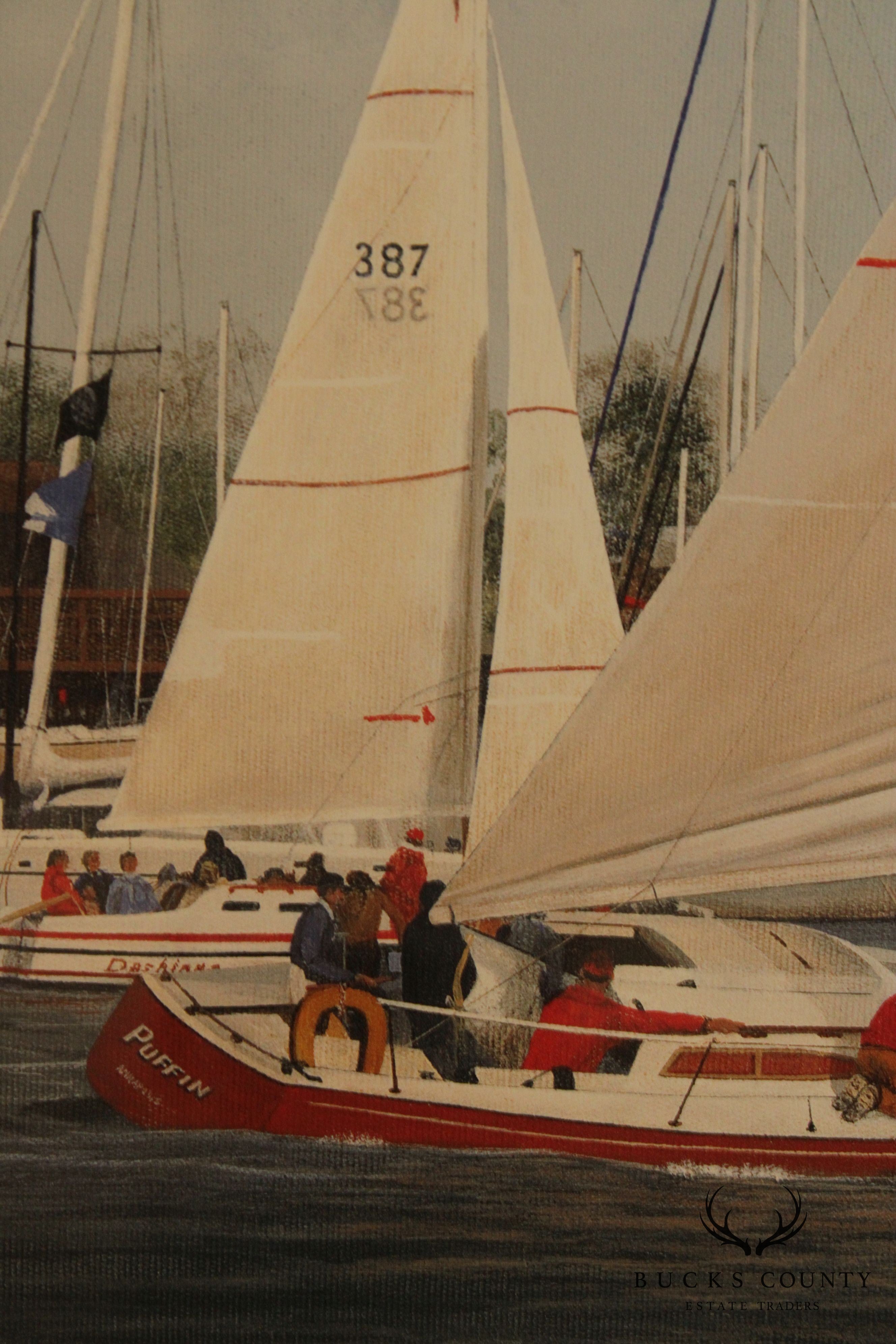 David Knowlton 'At the Races' Pencil Signed Offset Lithograph