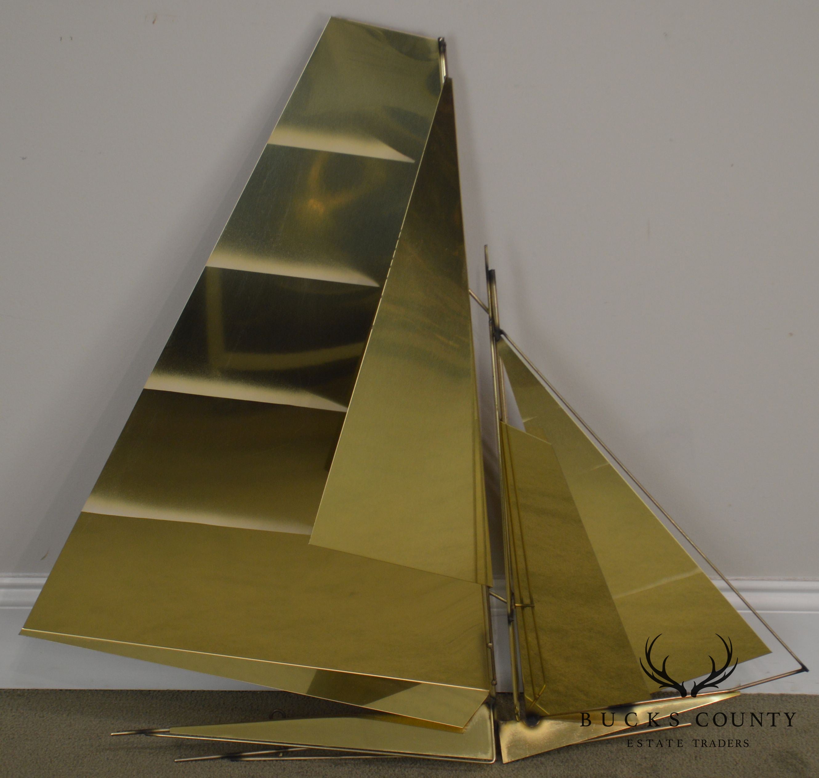 Curtis Jere Large Brass Wall Sculpture of Sailboat