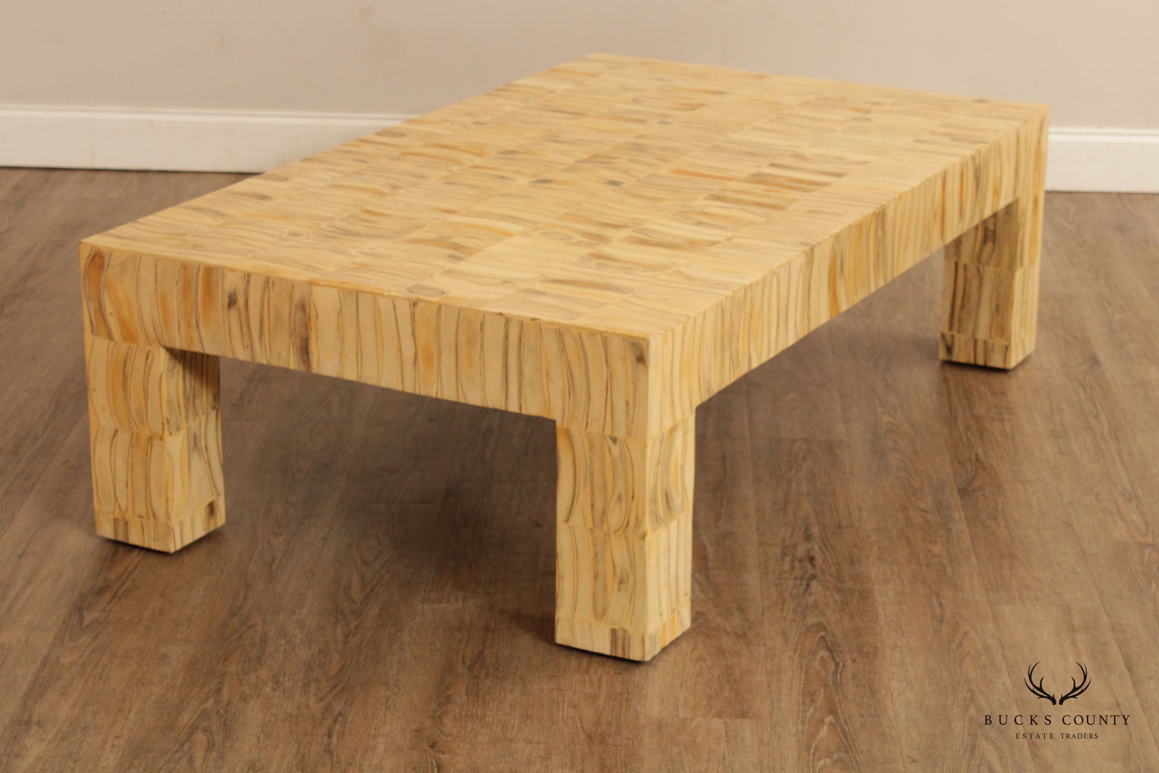 Mid Century Modern Tessellated Wood Large Coffee Table