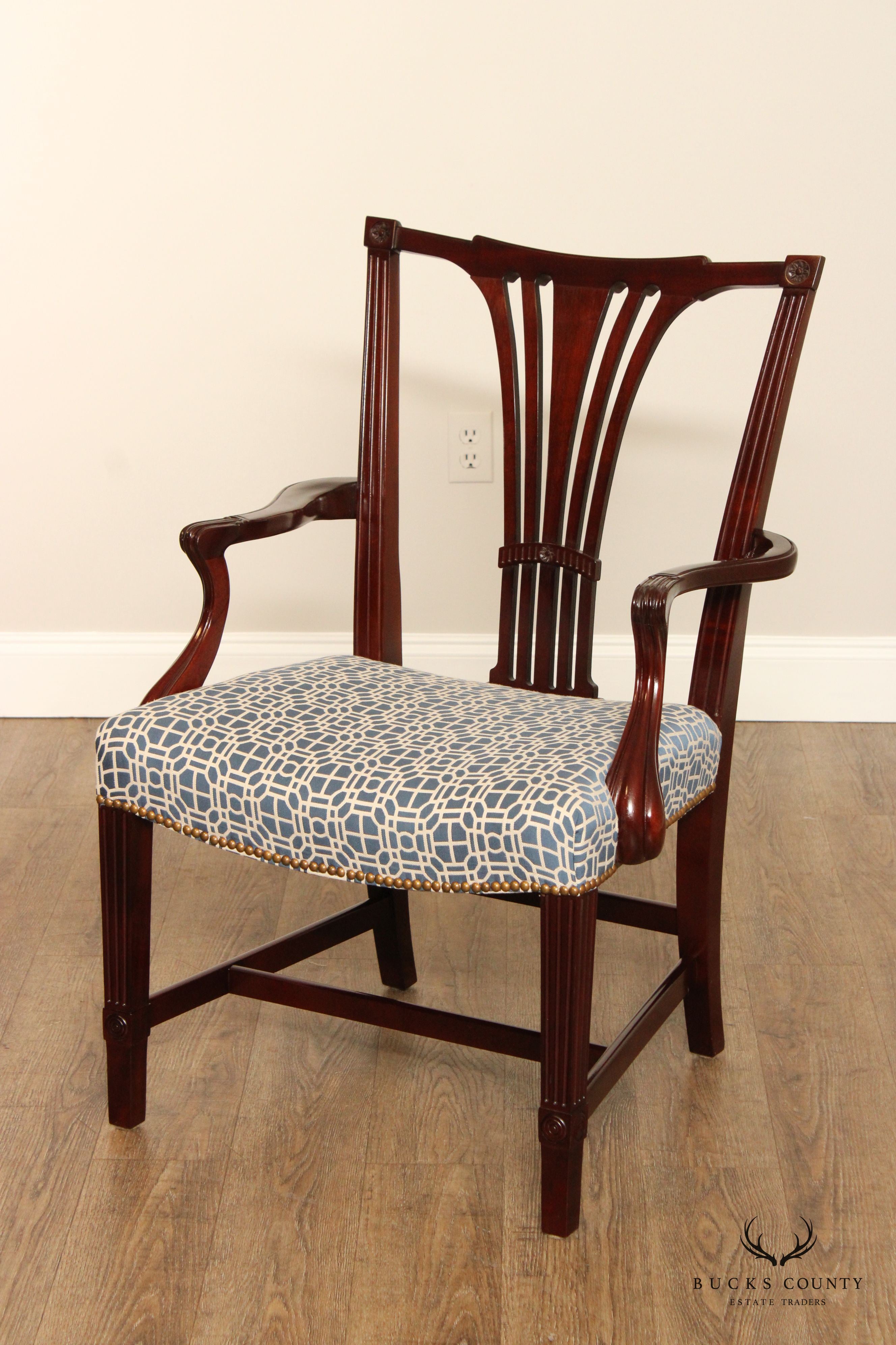 John Widdicomb Chippendale Style Set Six Mahogany Dining Chairs
