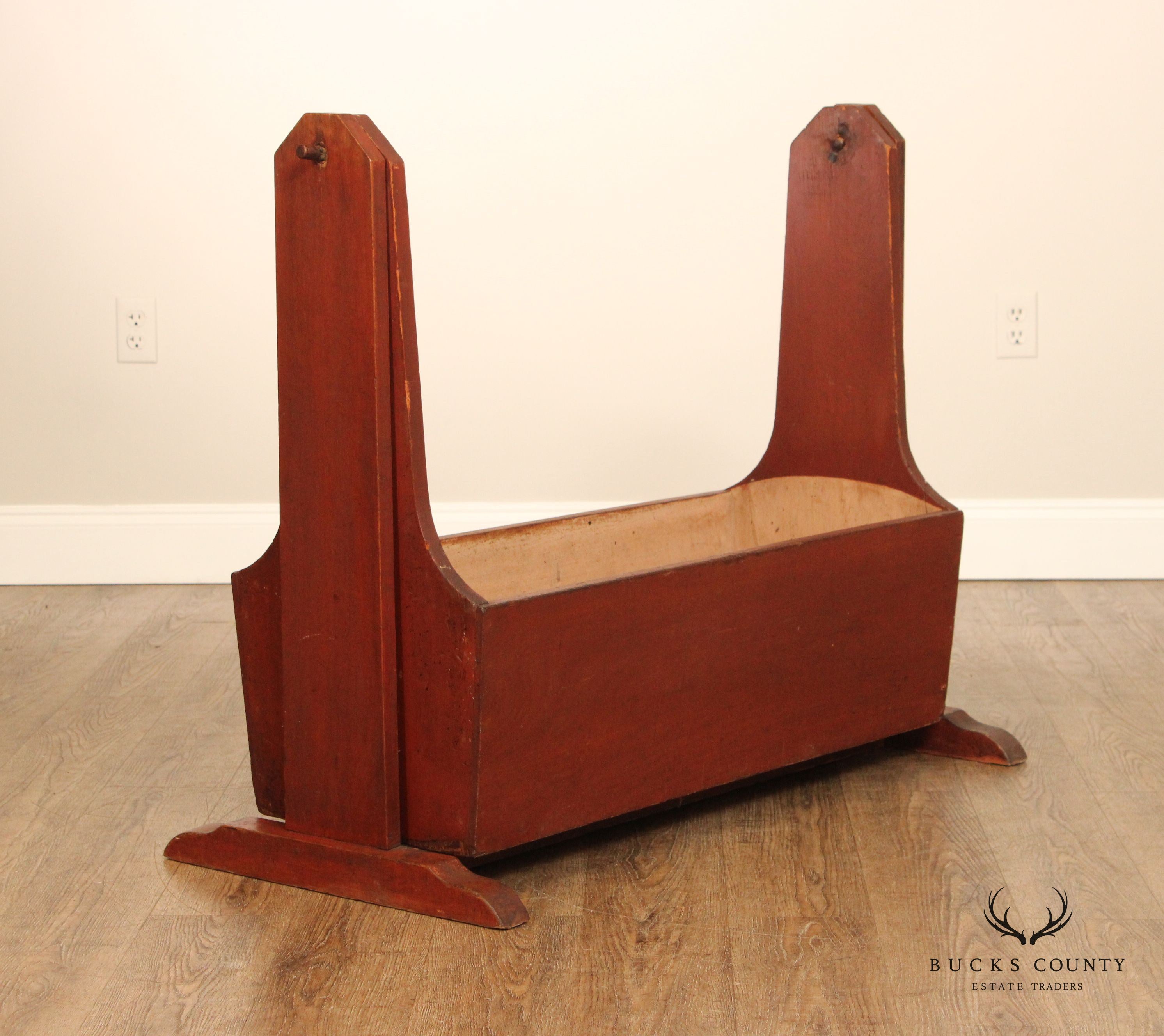 Antique American Red Painted Swing Cradle