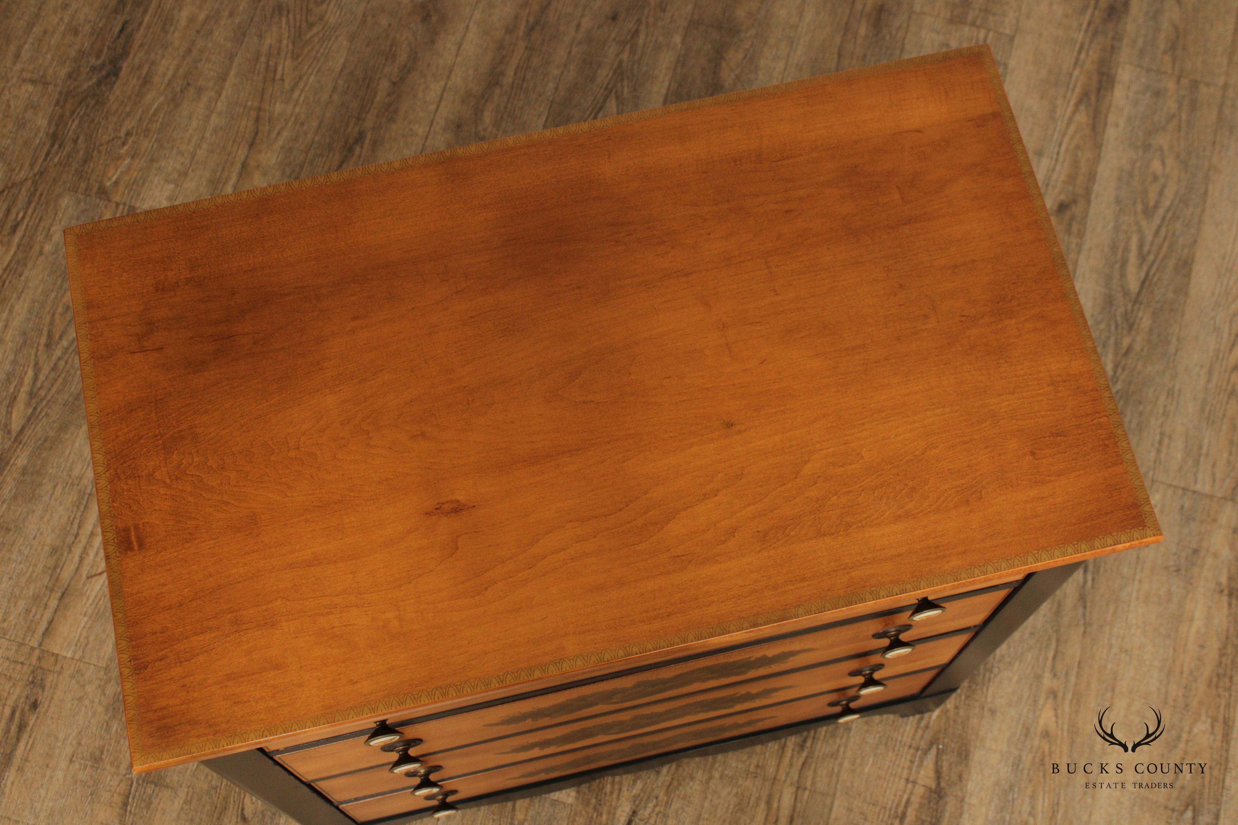 L. Hitchcock Ebonized and Stencil-Painted Chest of Drawers