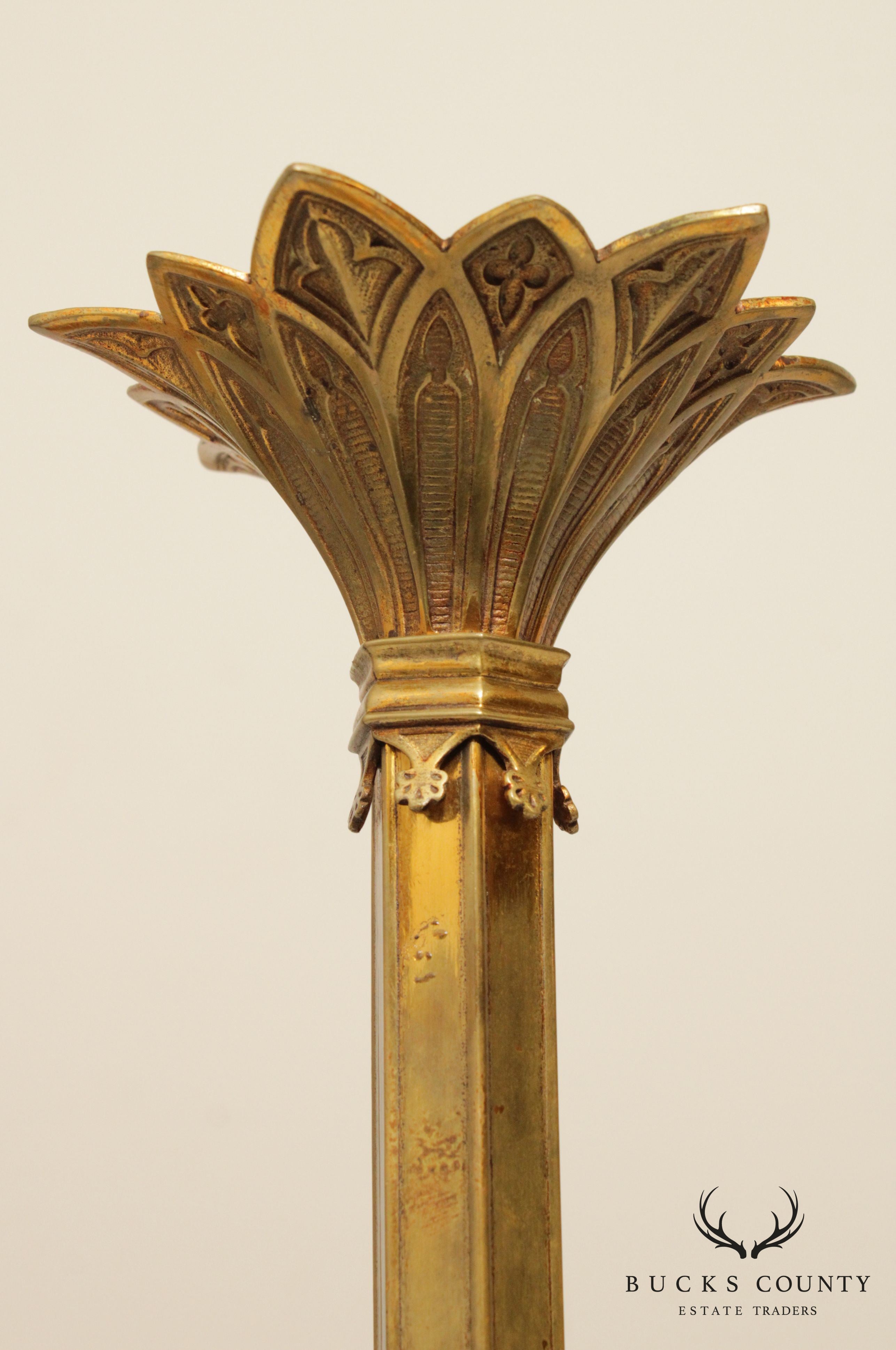 Antique Gothic Style Bronze Candle Holder