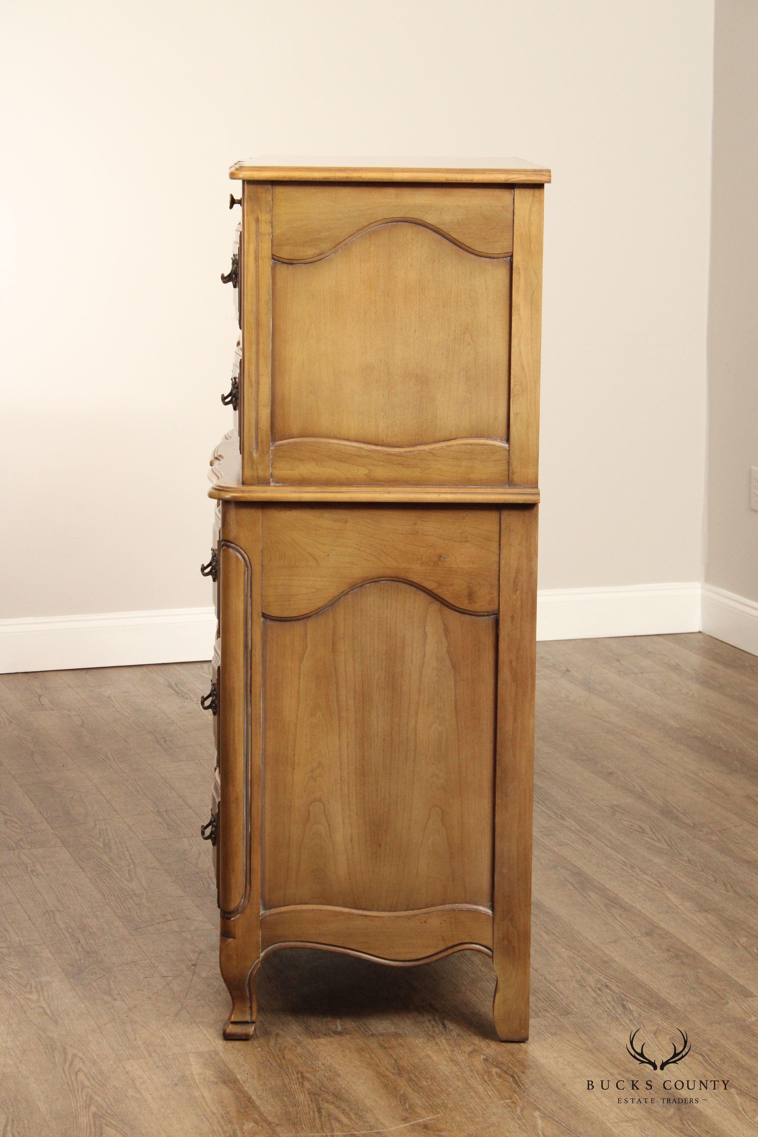 Fancher Vintage French Provincial Style Fruitwood Tall Chest