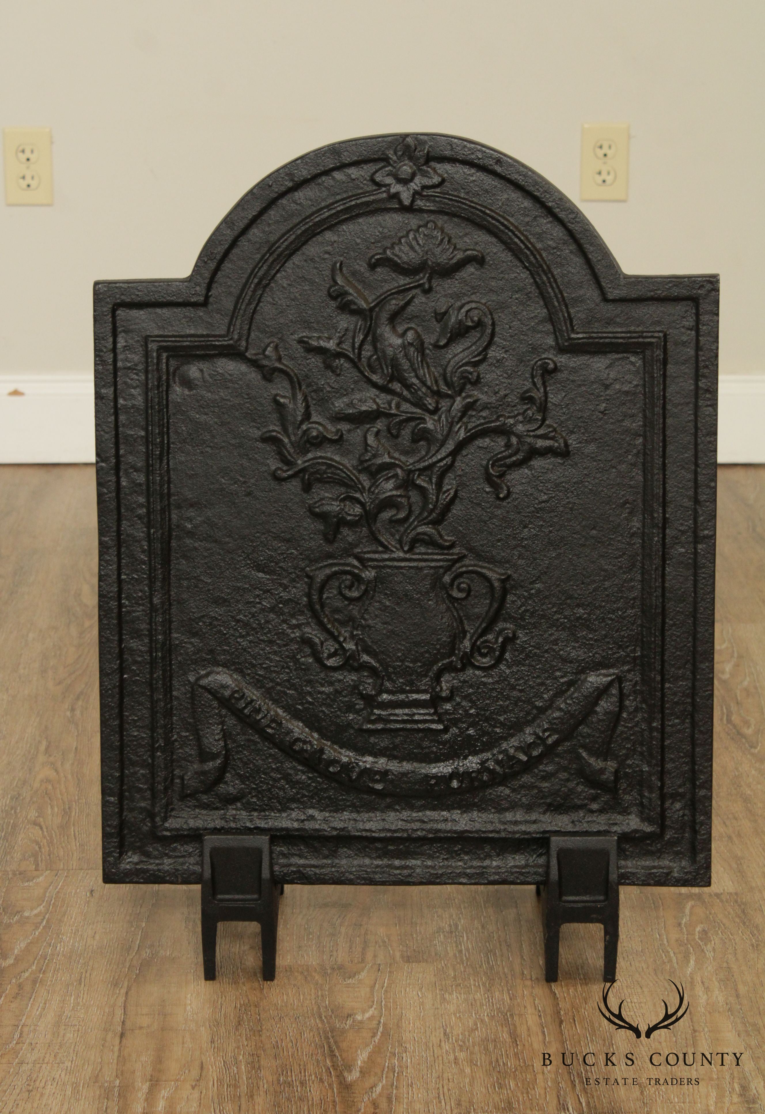 Antique Victorian Era Cast Iron Fireplace Plate