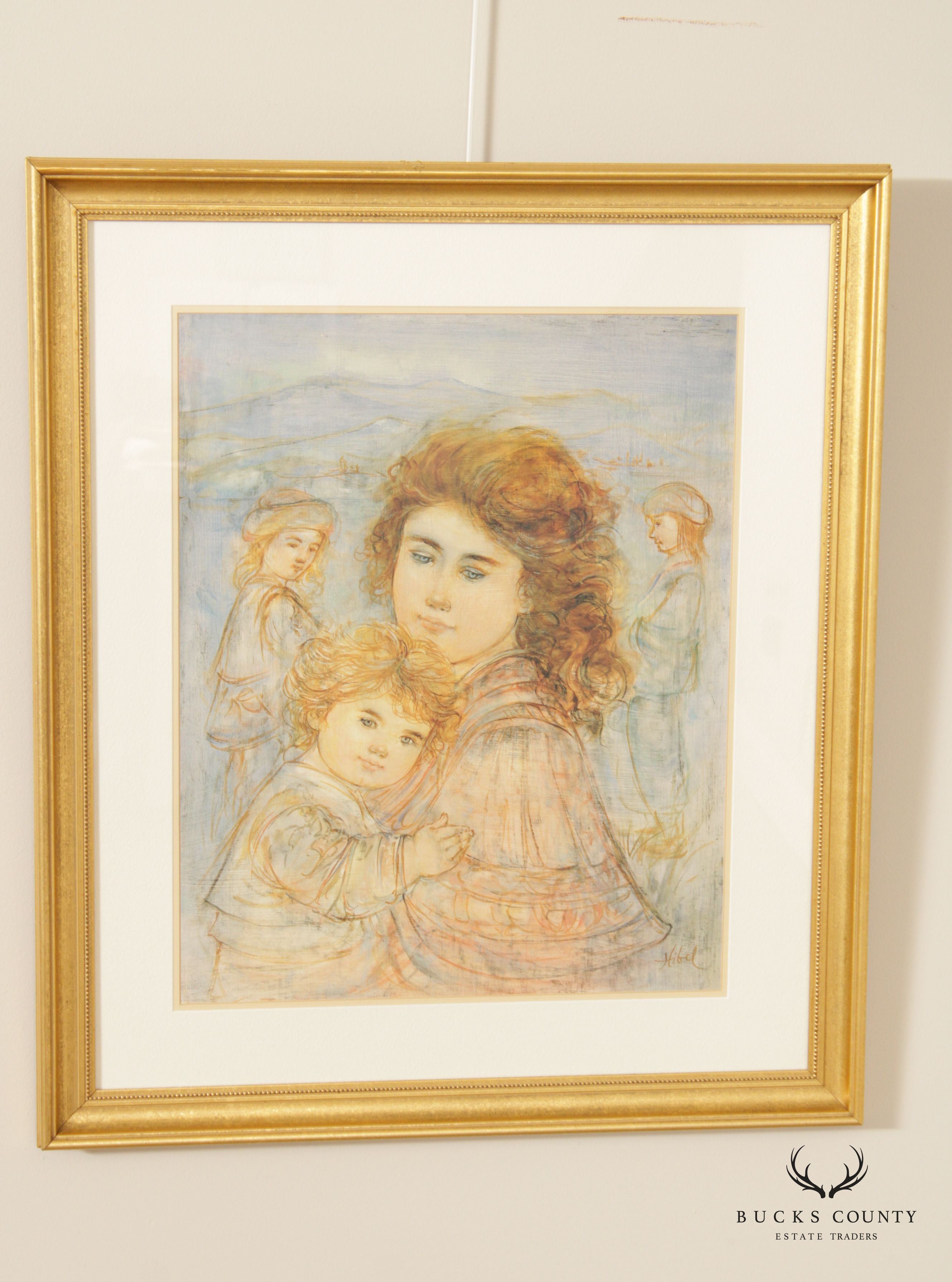Edna Hibel Impressionist Style 'Sally and Nellie' Lithograph