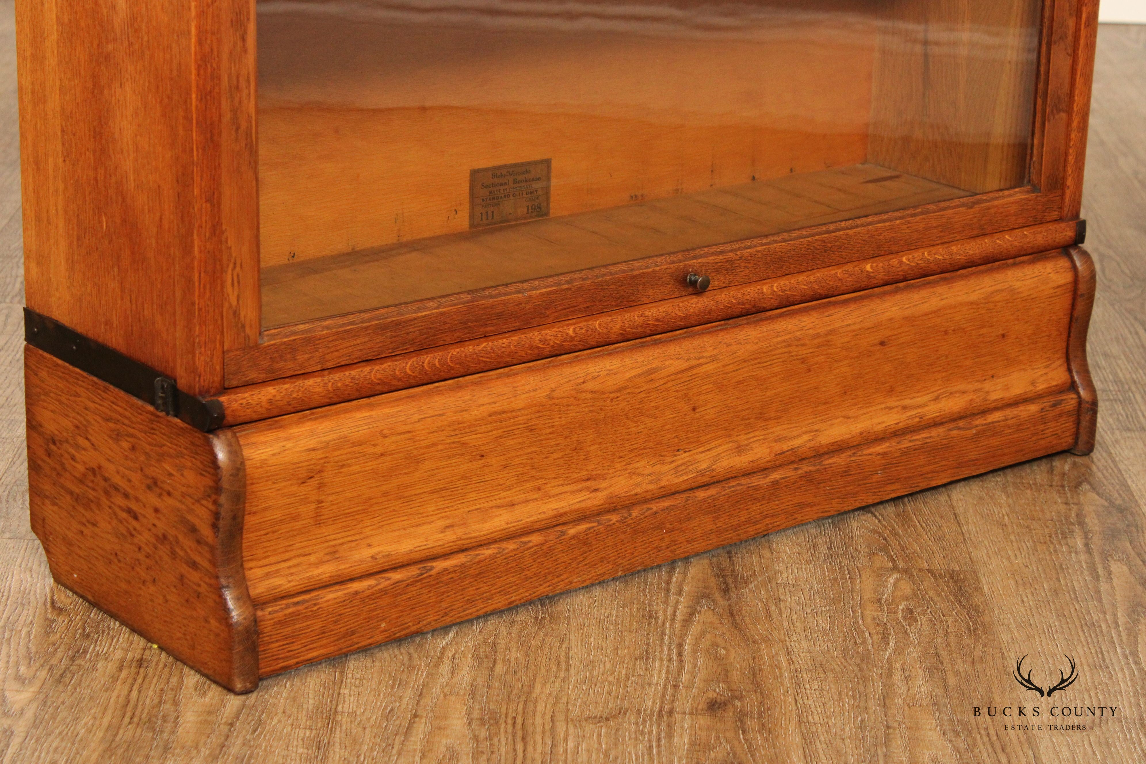 Globe Wernicke Antique Oak Three-Stack Barrister Bookcase