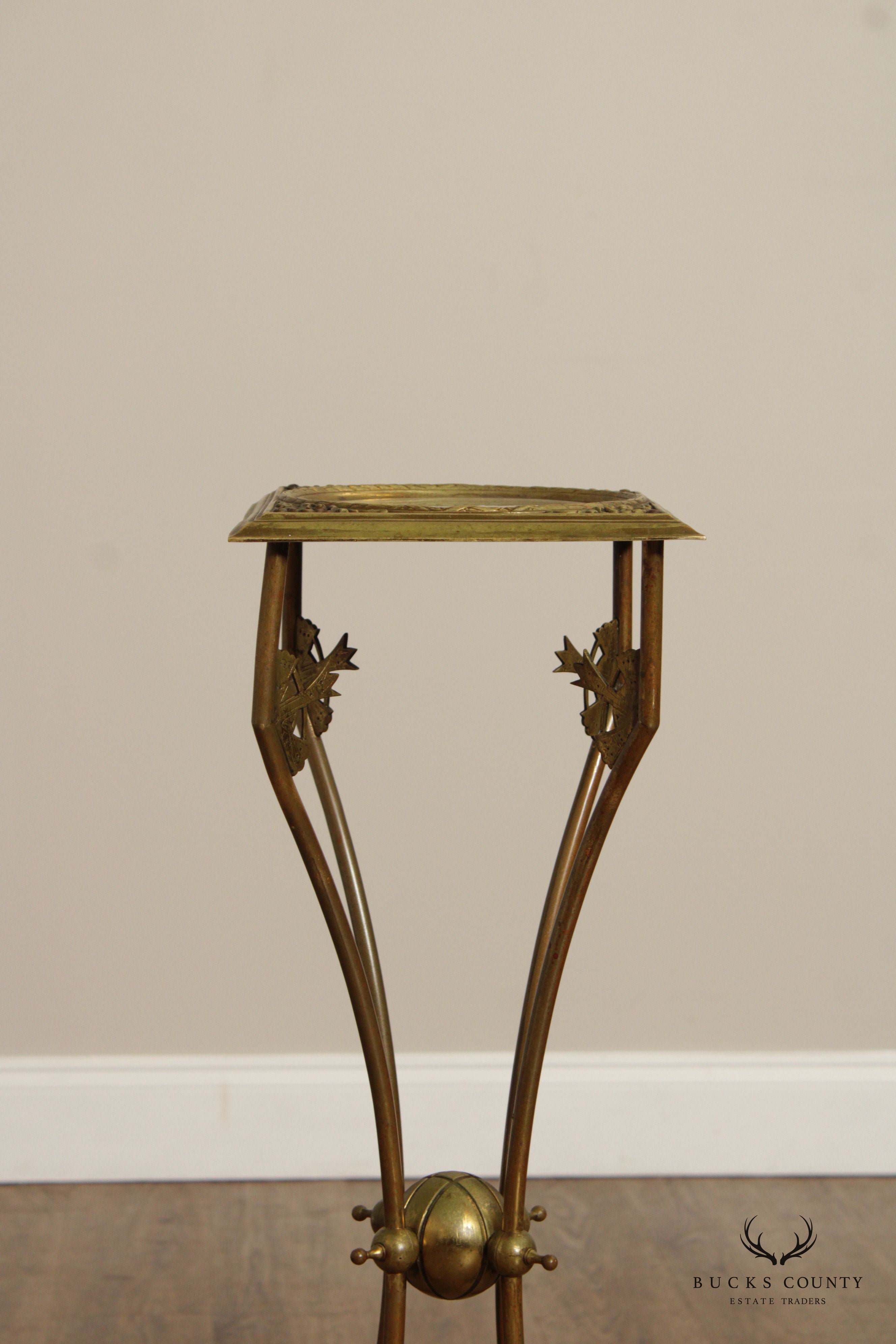 Antique Victorian Brass Pedestal Plant Stand