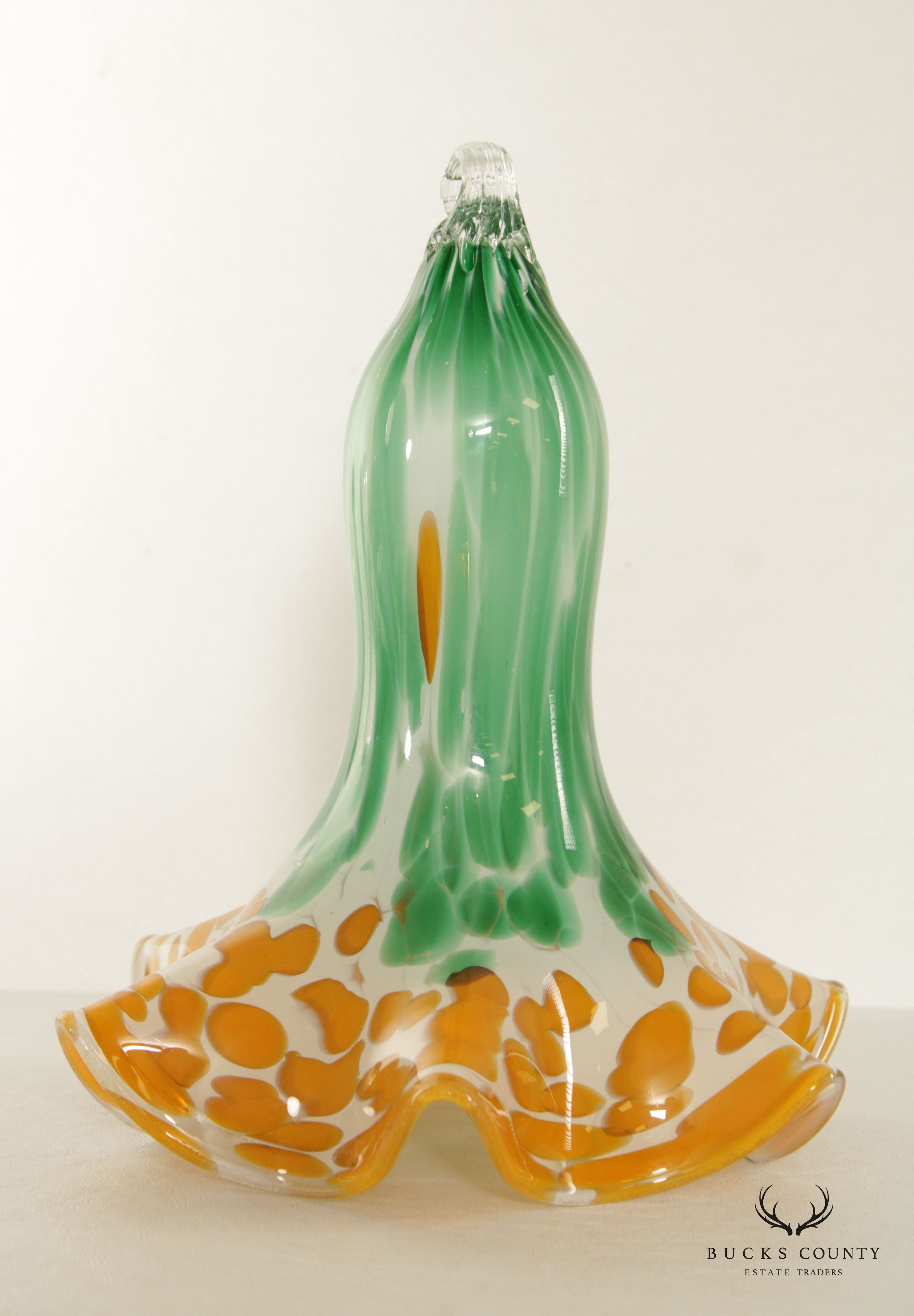 Murano Style Vintage Art Glass Lily Flower