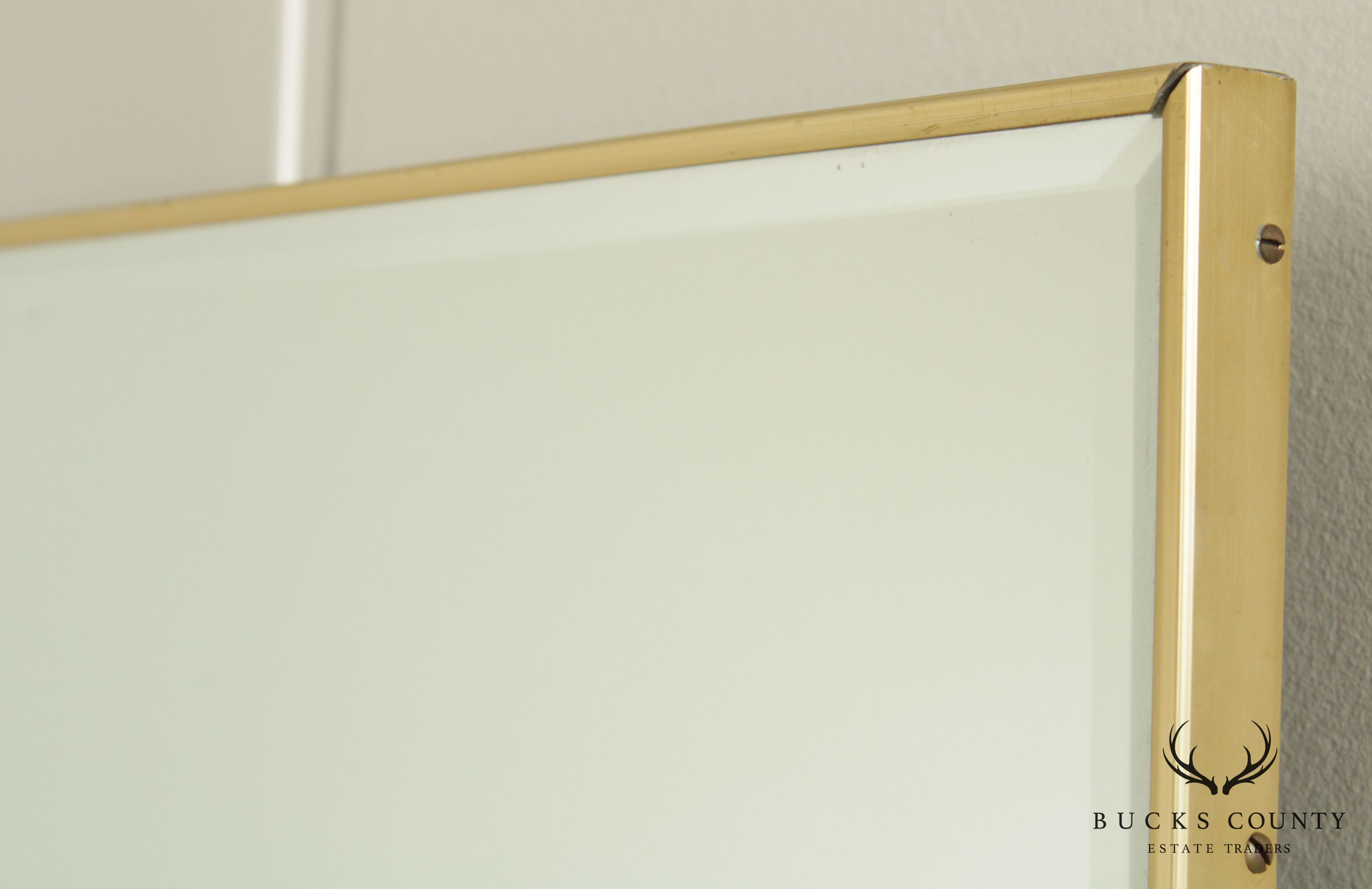 Mid Century Modern Brushed Brass Beveled Wall Mirror
