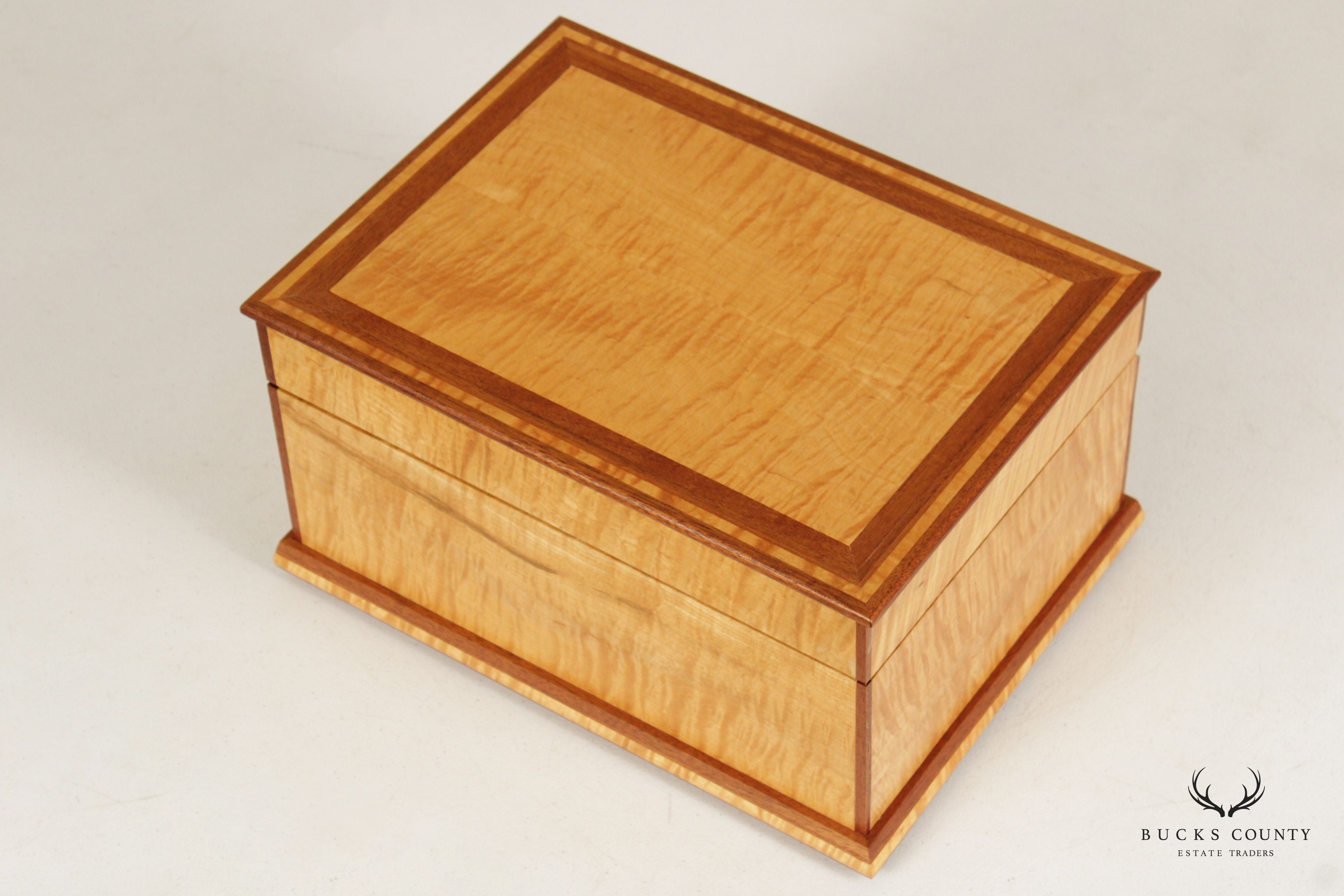 Hand Crafted Inlaid Tiger Maple Cigar Box Humidor