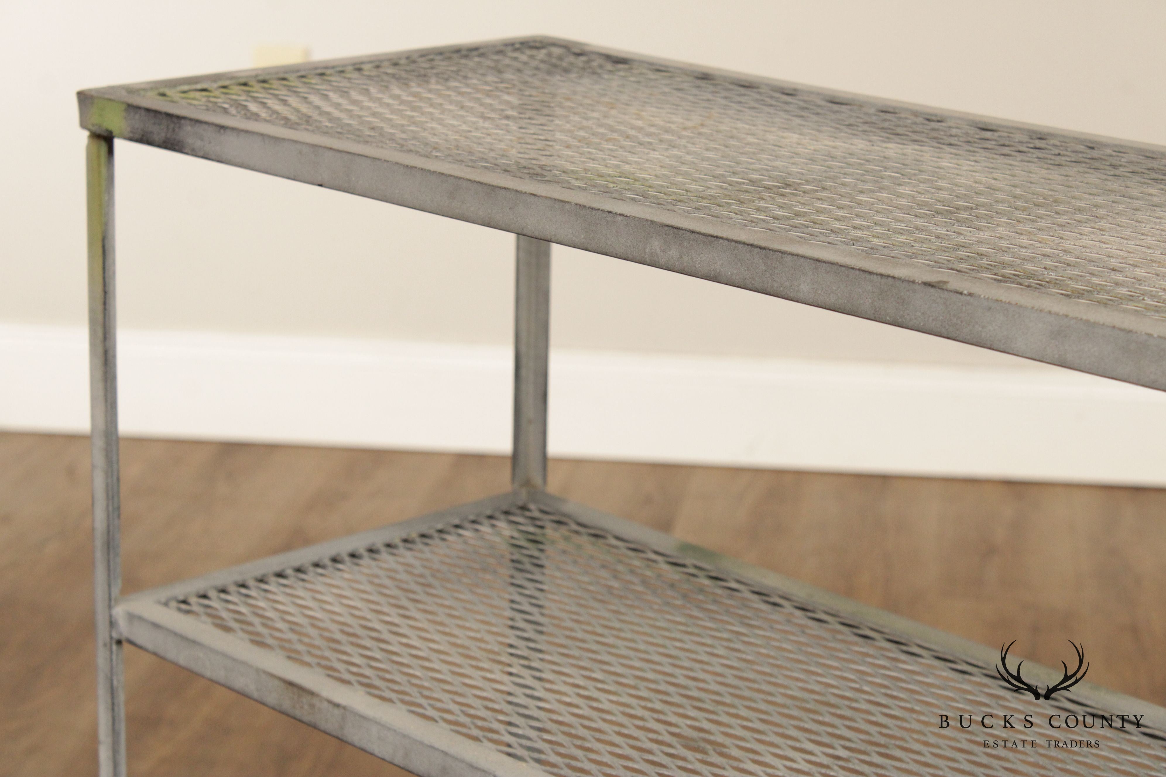Midcentury Modern Vintage Wrought Iron Three Tier Outdoor Shelf (B)