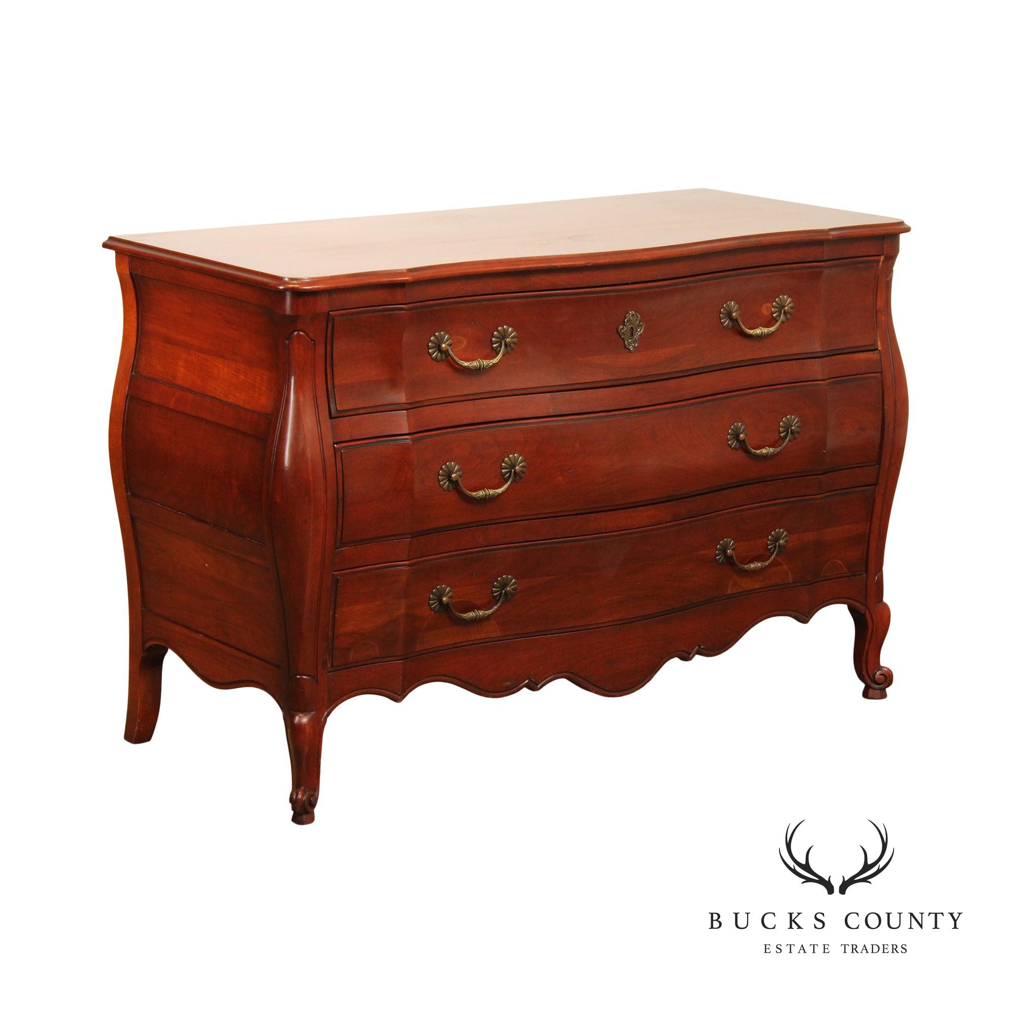 Widdicomb Vintage French Louis XV Style Cherry Bombe Chest Of Drawers