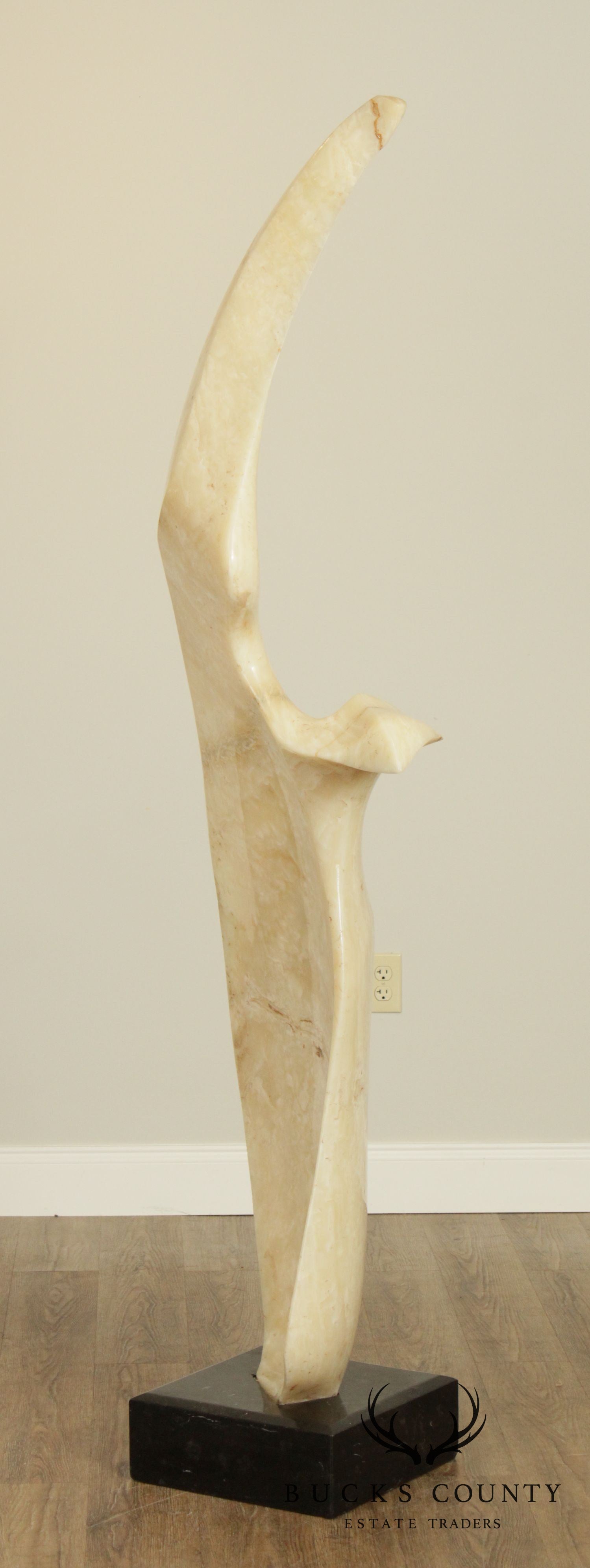 Leonardo Nierman Monumental Bird in Flight Onyx Abstract Sculpture
