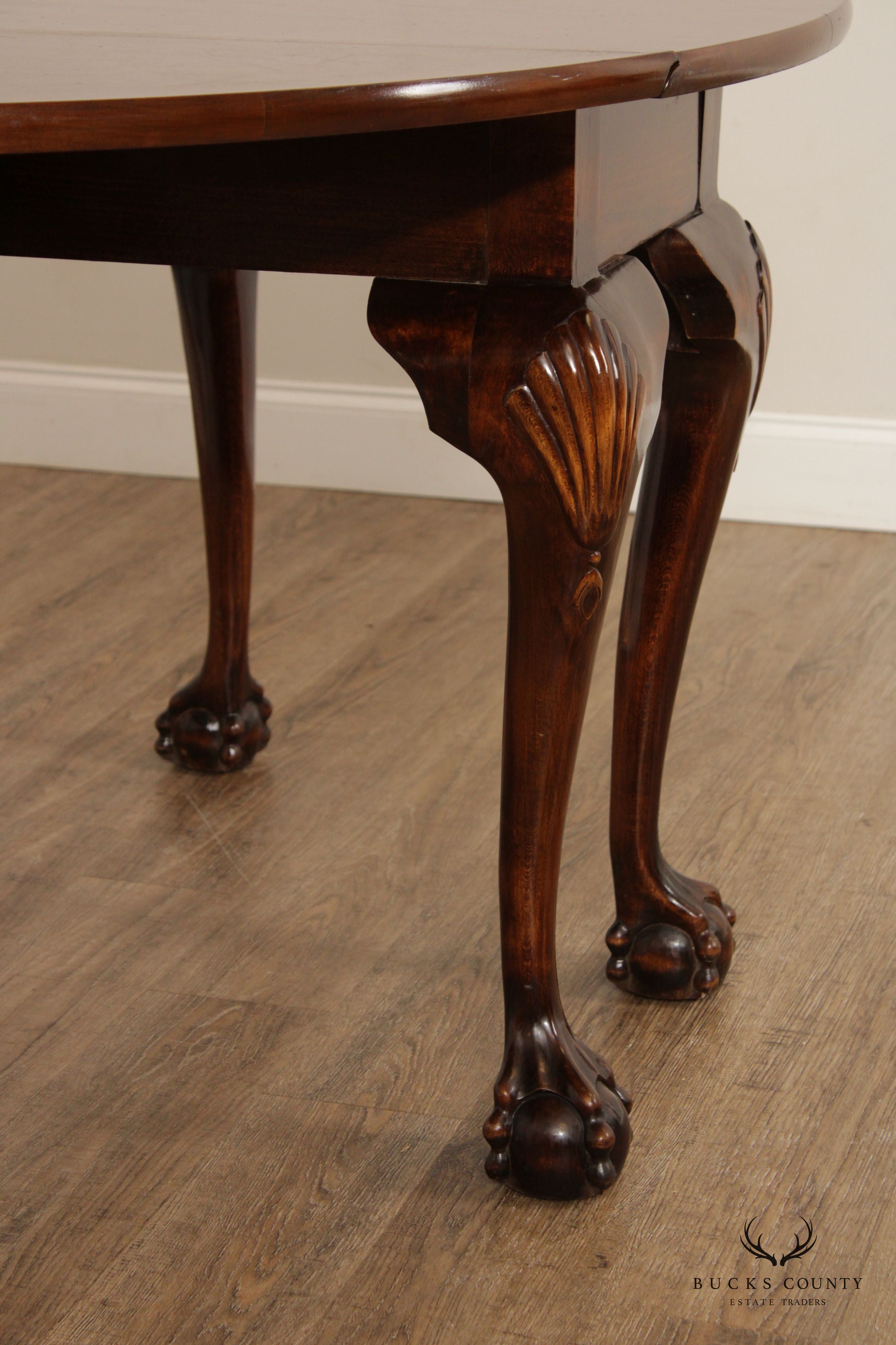 Chippendale Style Carved Mahogany Gate Leg Drop Leaf Table