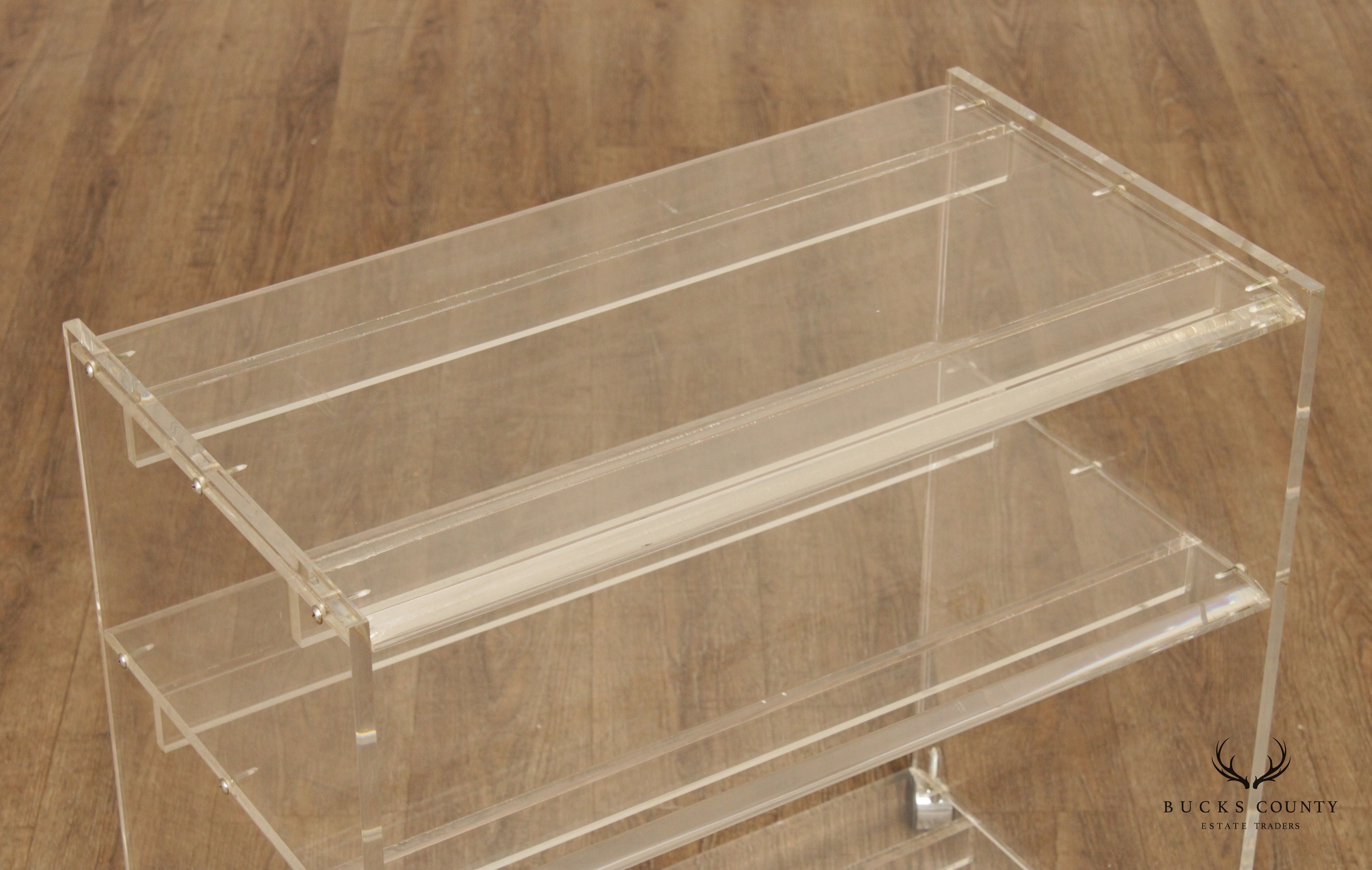 Mid Century Modern Lucite 3-Tier Serving Bar Cart