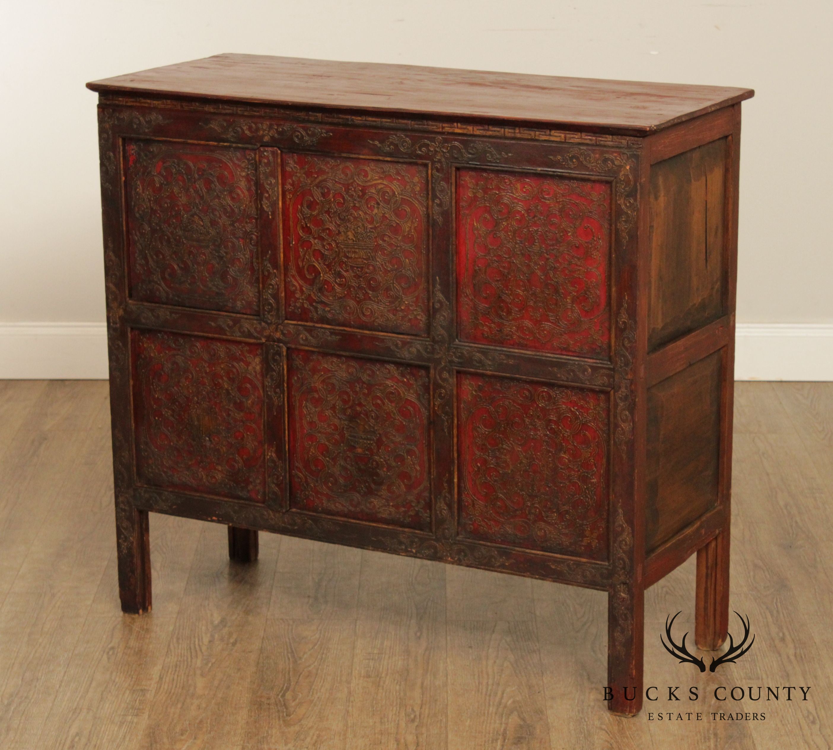 Antique 19th Century Tibetan Hand Painted Cabinet