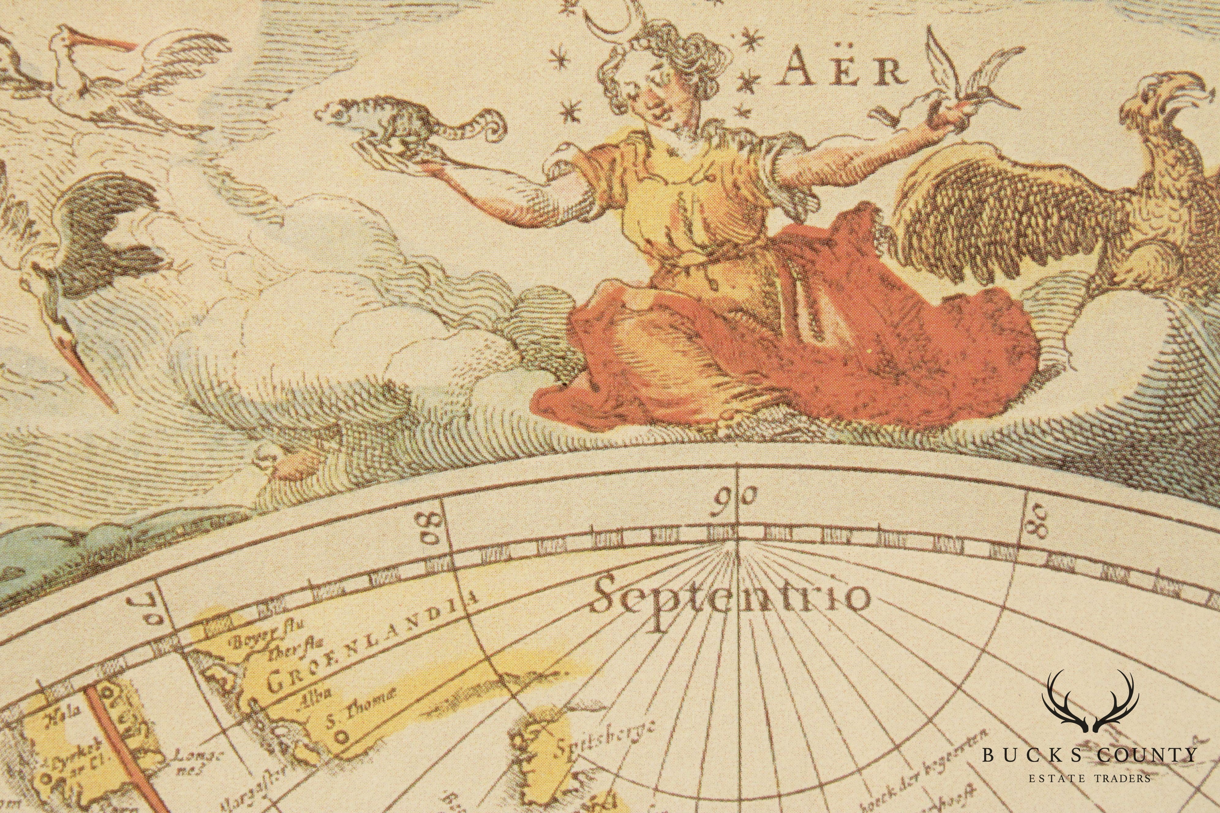 Henricus Hondius Reproduction World Map, 1630 in Giltwood Frame