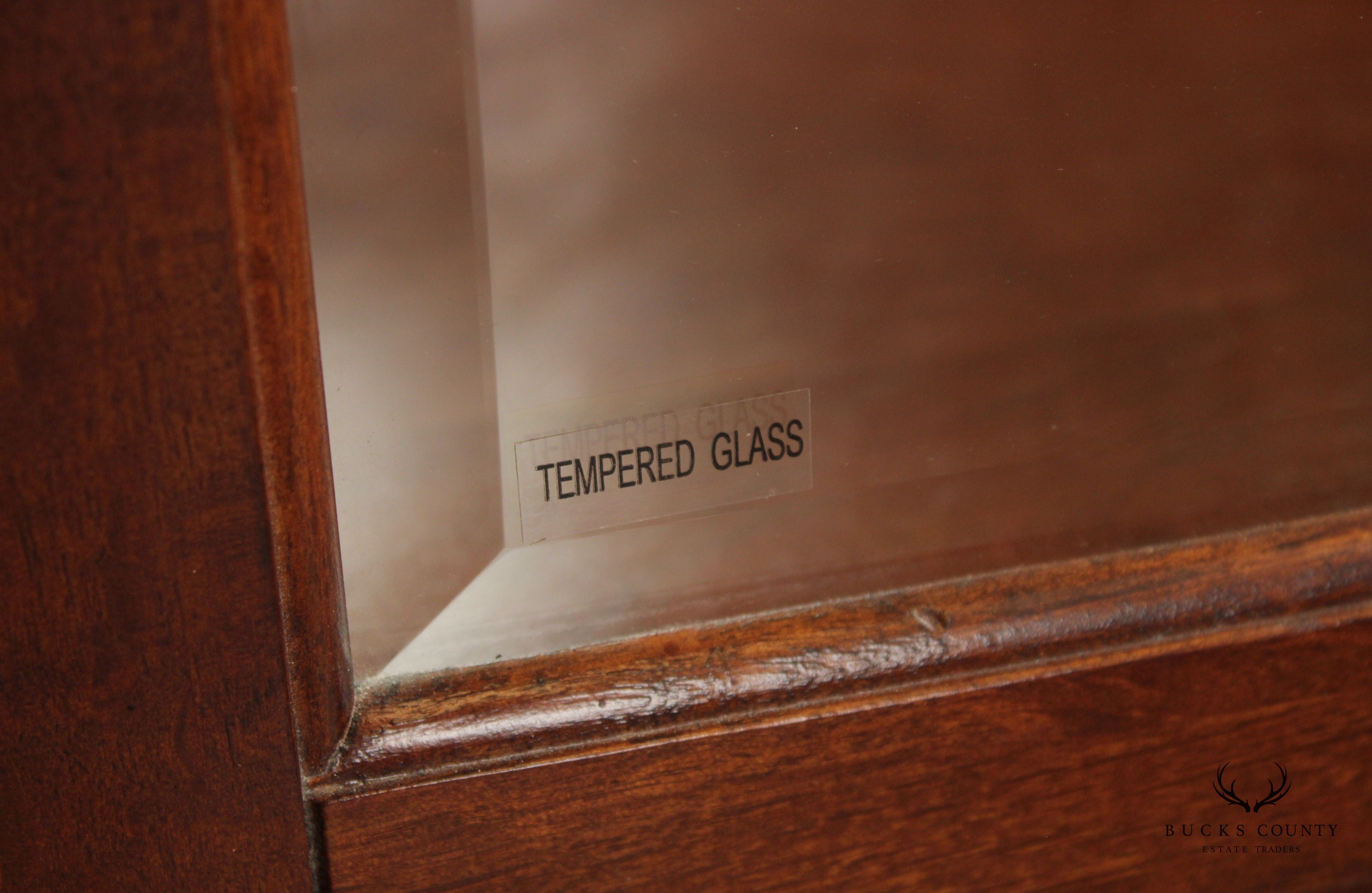 Regency Style Cherry and Glass Illuminated Curio Display Cabinet