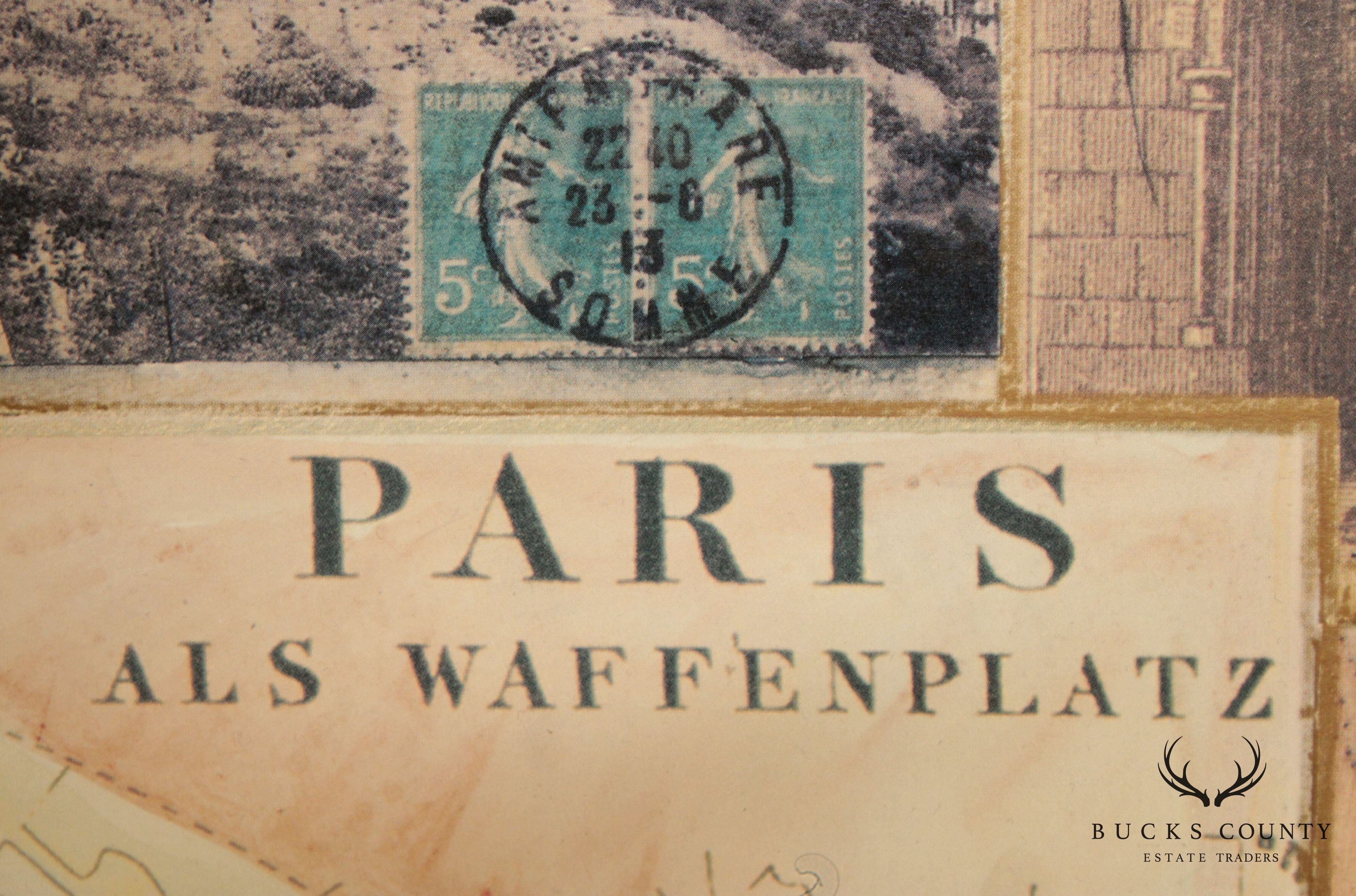 Large, Vintage Plan of Paris Als Waffen Platz