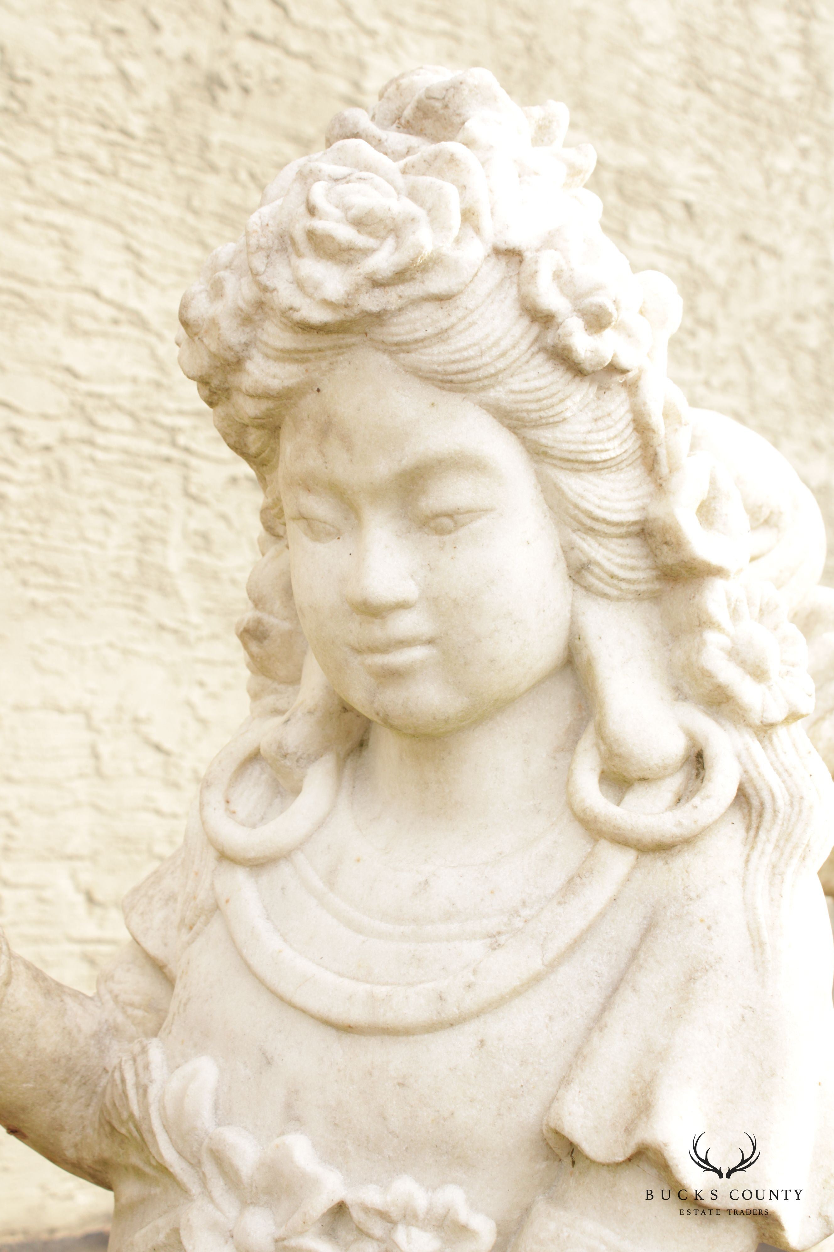 Asian Style Large Figural Marble Outdoor Garden Statue