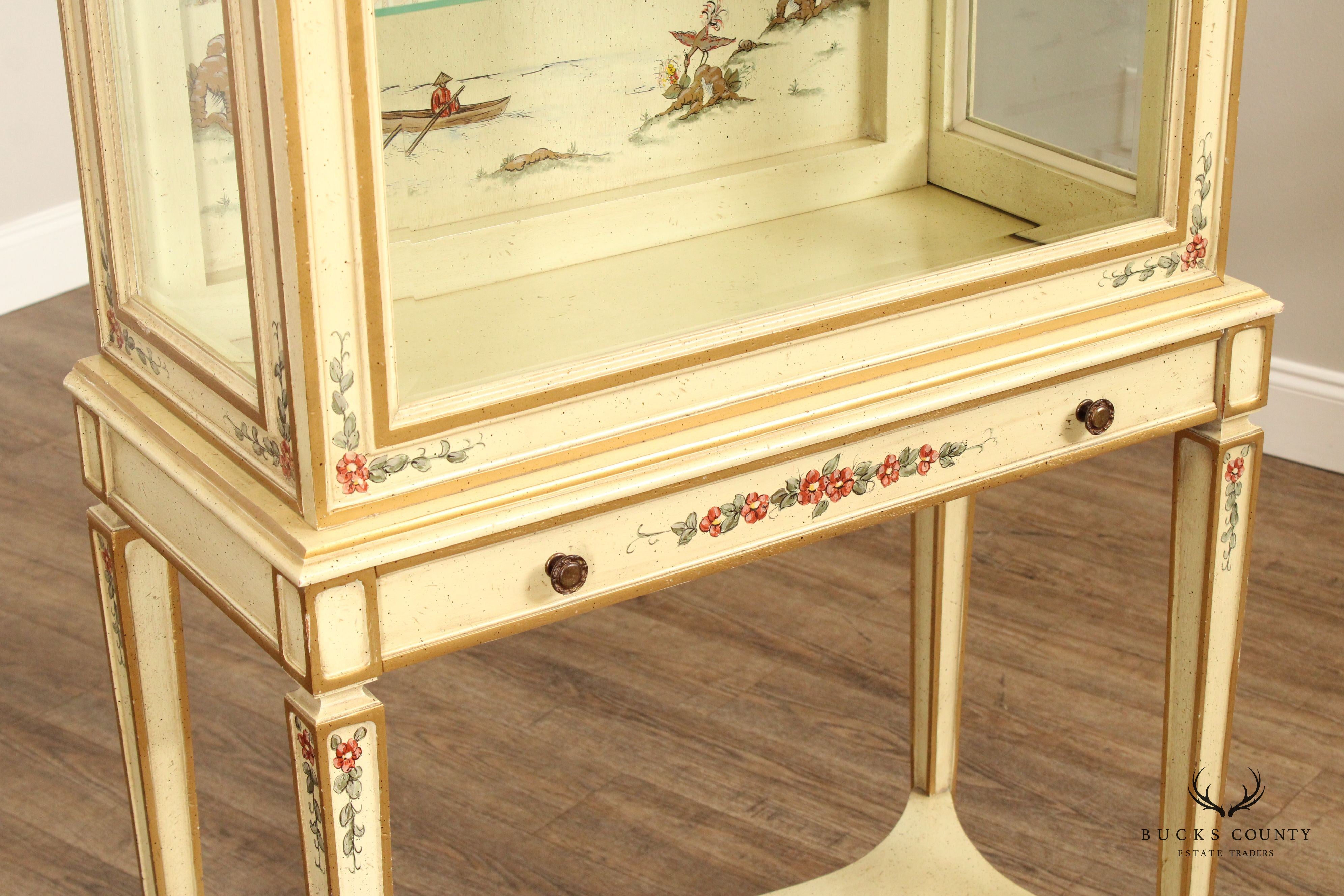 Chinoiserie Decorated Partial Gilt Curio Display Cabinet