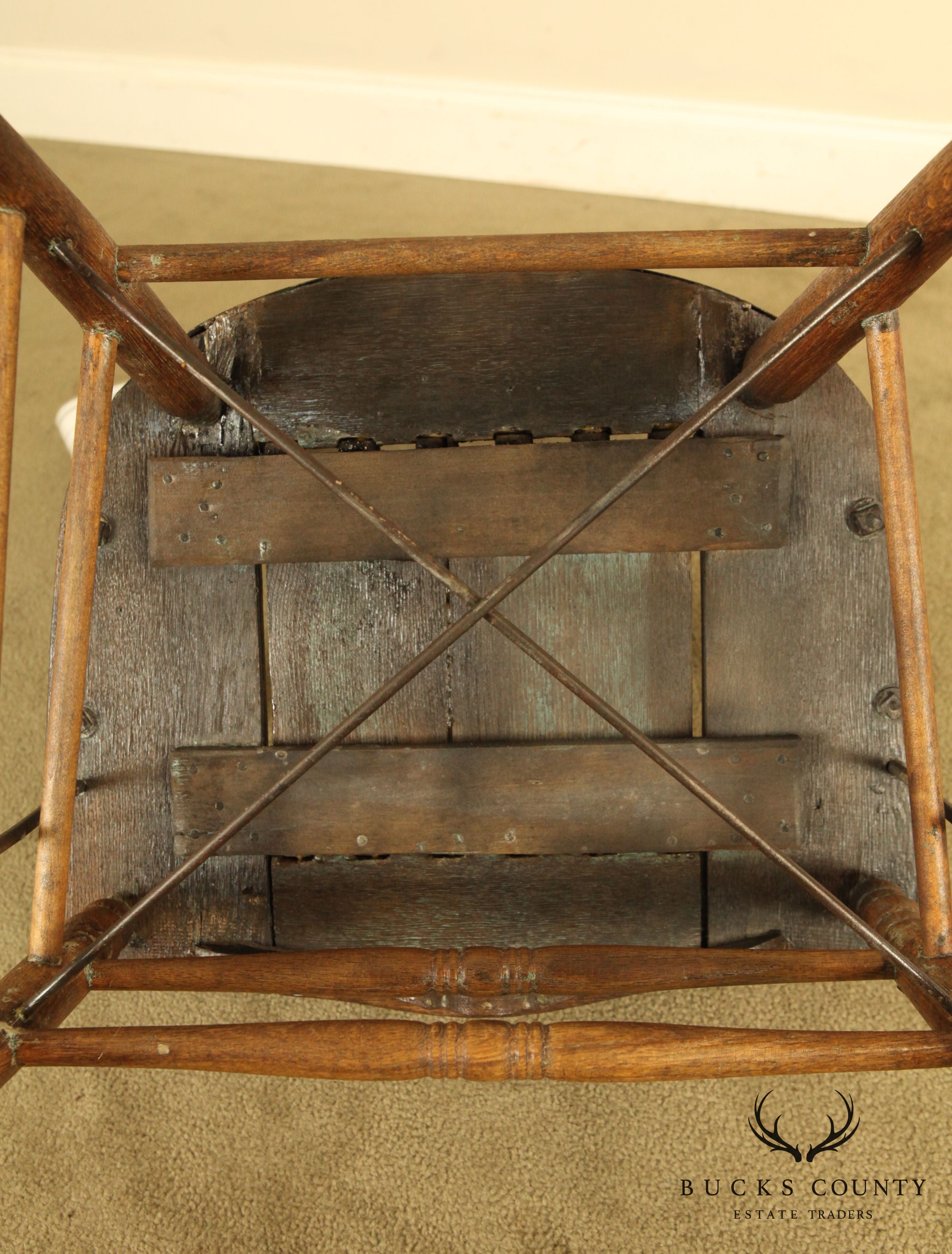 W. H. Kinginger Nazareth P. A, Baker and Confectioner Engraved Antique Oak Armchair