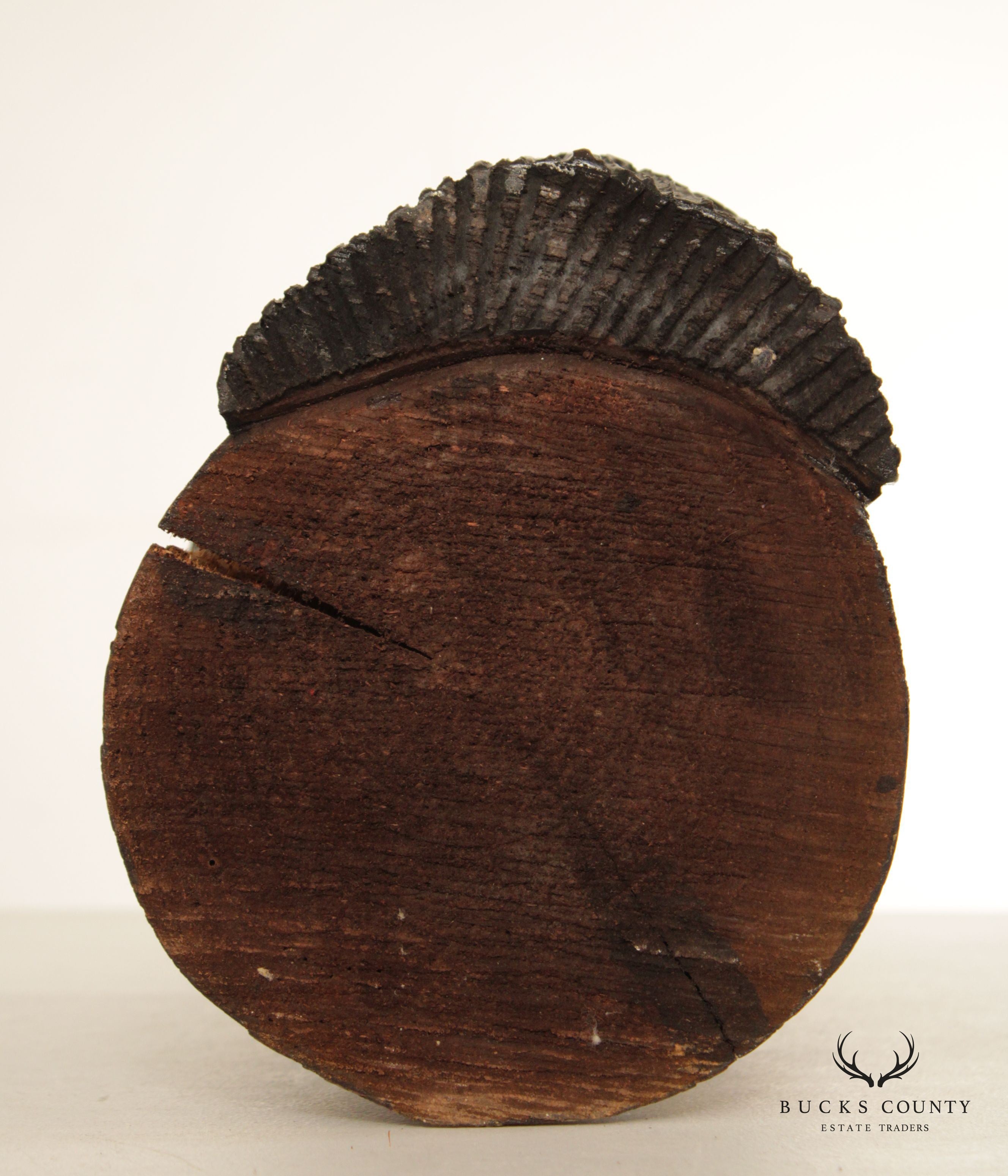 Folk Art Vintage Carved Wood Bust of Bearded Man