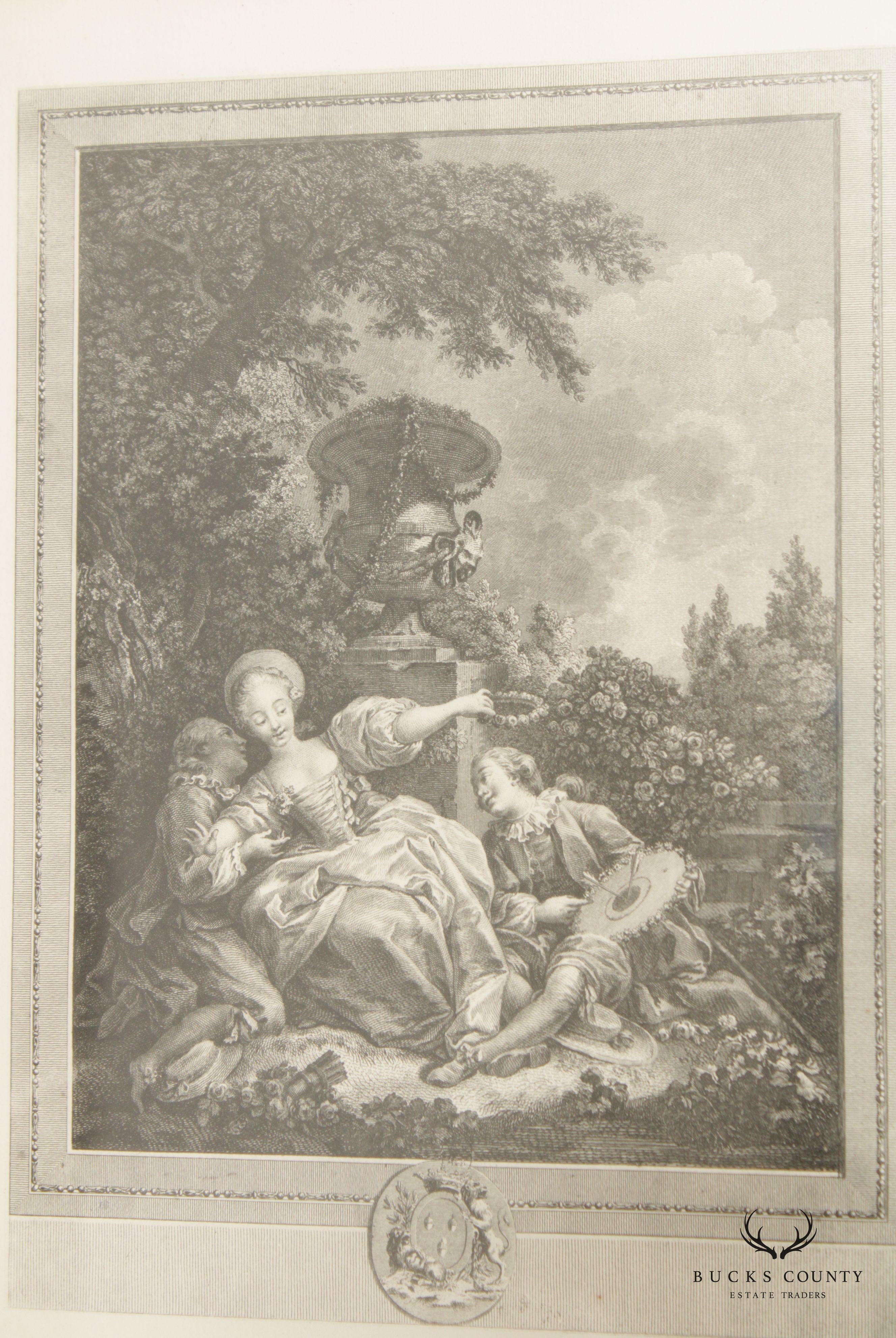 Antique Set 18th French Engravings After Baudouin, Moreau the Younger and Fragonard, Custom Framed