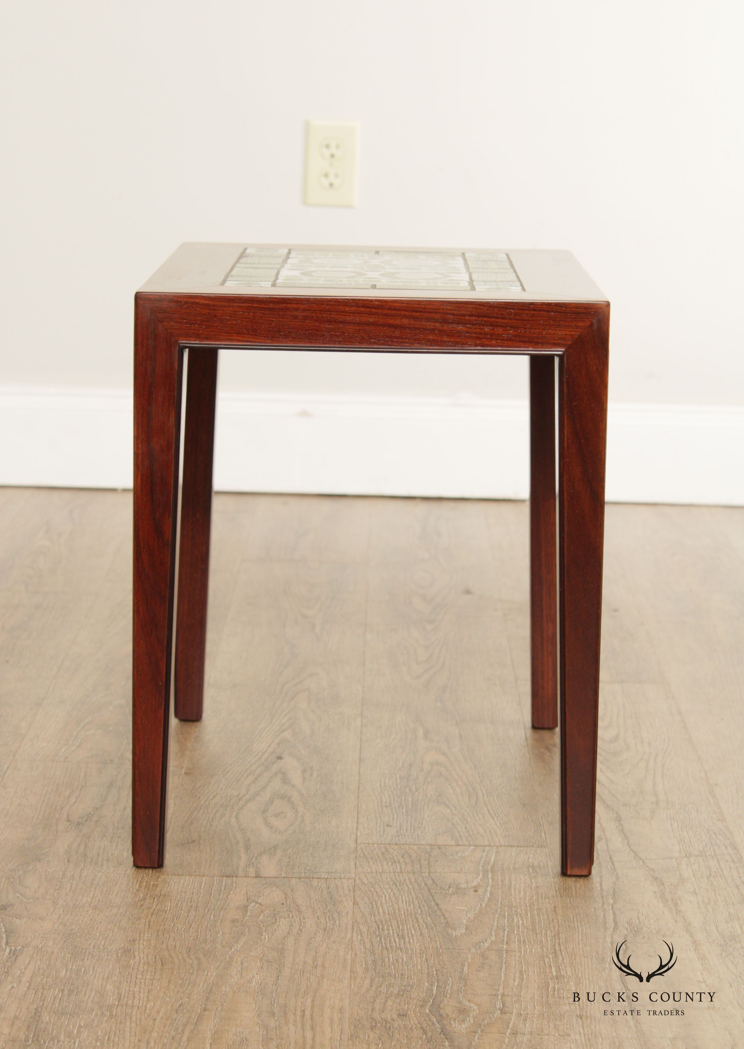 Danish Furniture Makers Control Modern Tile Top Rosewood Tile Top Table